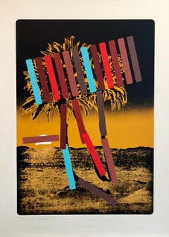 Vintage Israeli Modern Pop Art Photo Silkscreen Serigraph Palm Trees Kadishman