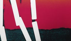 Pink Palm, Conceptual Art Screenprint by Menashe Kadishman