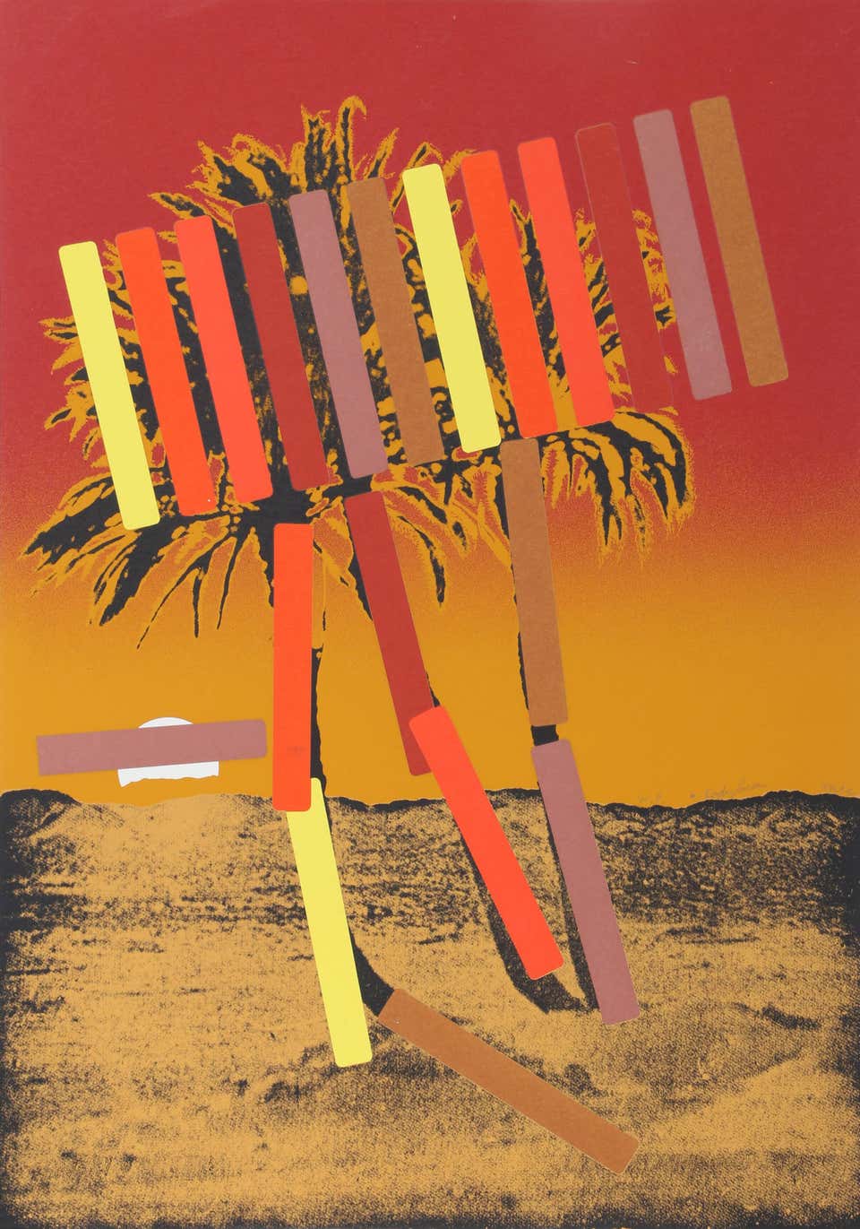 Red Palm, Conceptual Screenprint by Menashe Kadishman