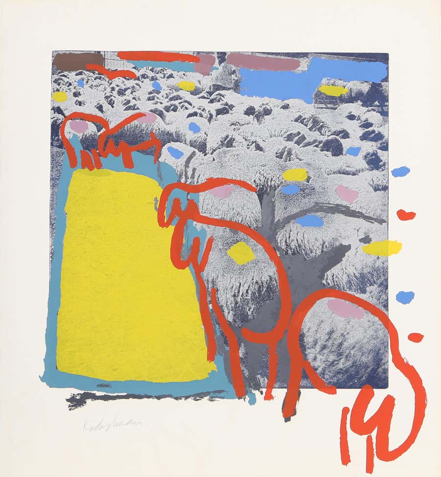 Sheep 1, Conceptual Art Screenprint by Menashe Kadishman