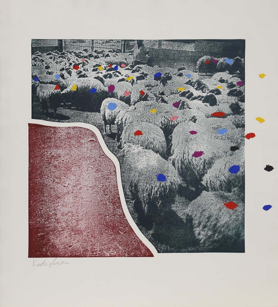 Sheep 5, Conceptual Pop Art Screenprint by Menashe Kadishman