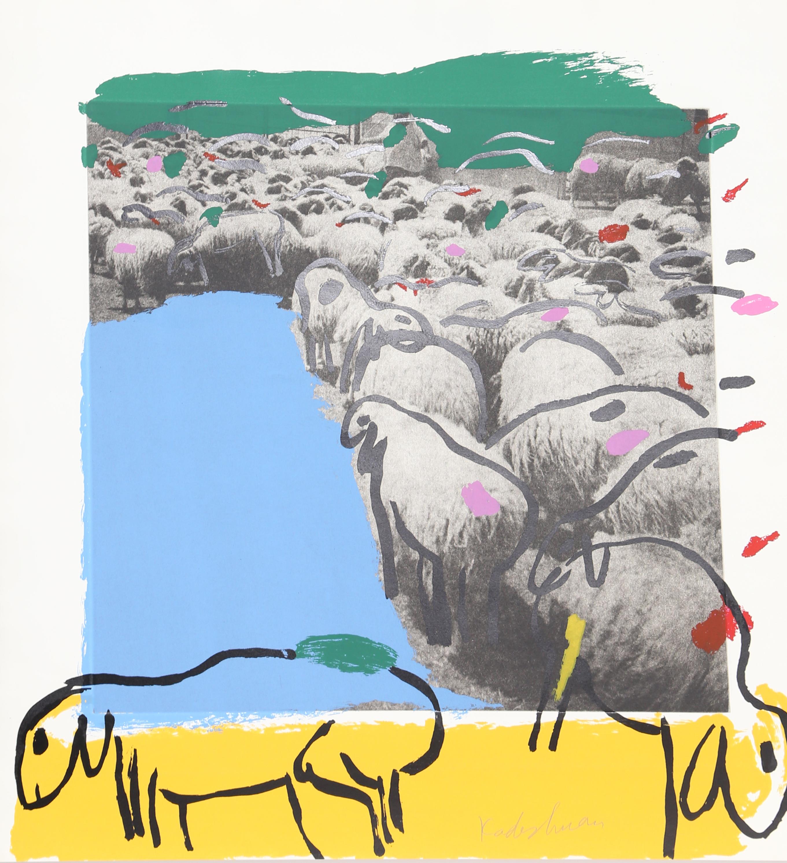 Menashe Kadishman Figurative Print - Sheep Portfolio 7