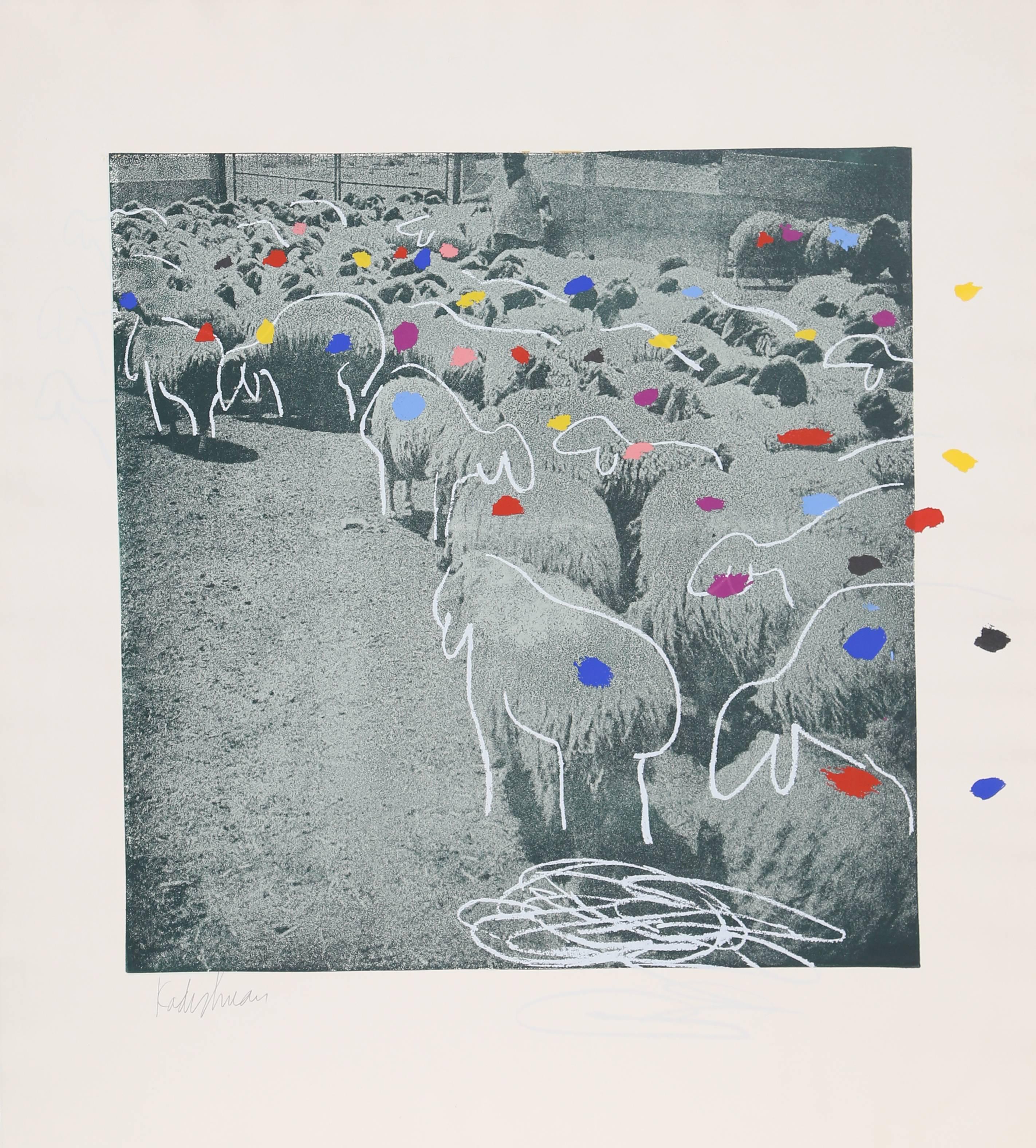 Sheep Portfolio of 7 Etchings and Screenprints by Menashe Kadishman For Sale 16