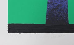 Baum in Baum (Grün und Lila), Konzeptkunst-Siebdruck von Menashe Kadishman