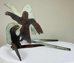 Paire de sculptures en acier découpé au chalumeau, prototype de l'artiste Menashe Kadishman