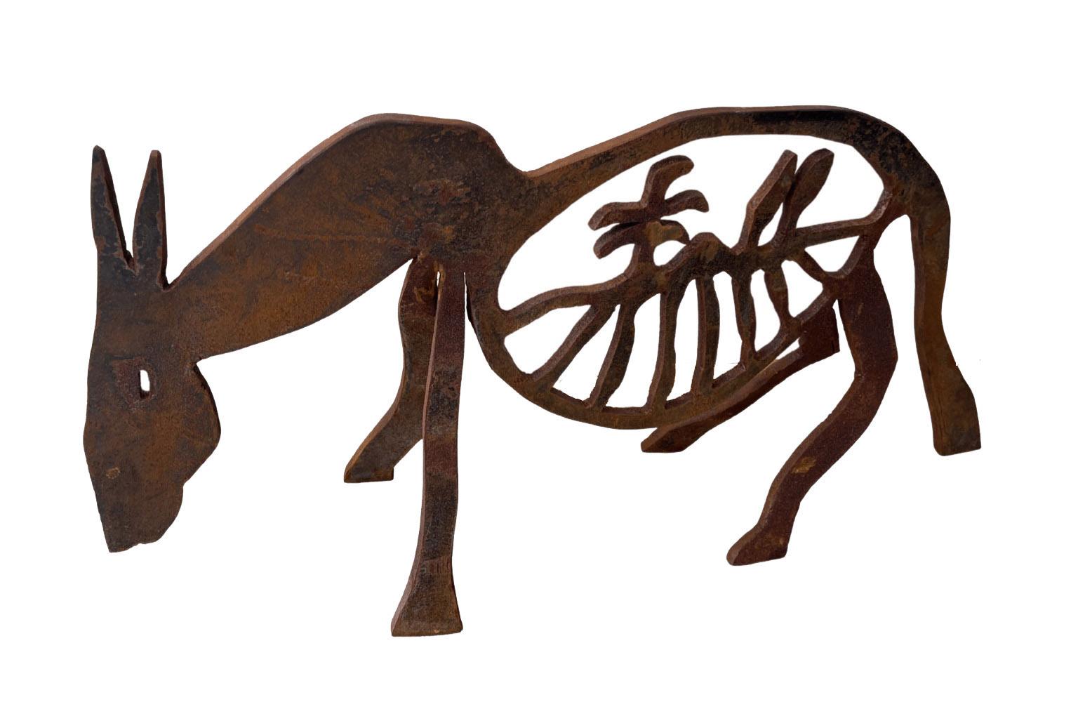 “Eretz Moledet” (Homeland) by Menashe Kadishman. This sculpture is one of the most identified work of the artist.
The image of homeland is shown through a donkey, which is an animal associated with tillage. Throughout the career, Kadishman has