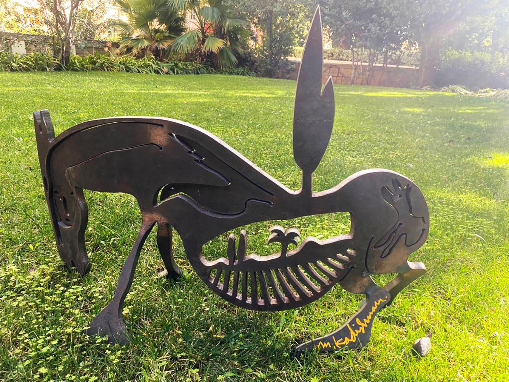 metal donkey garden sculpture