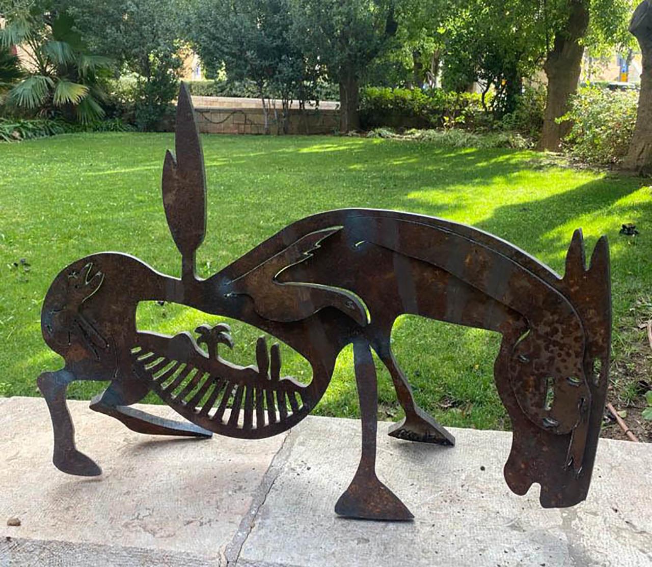 A very impressive iron sculpture by famous Israeli Painter, Menashe Kadishman. Homeland is considered a very important theme in the artist's work.