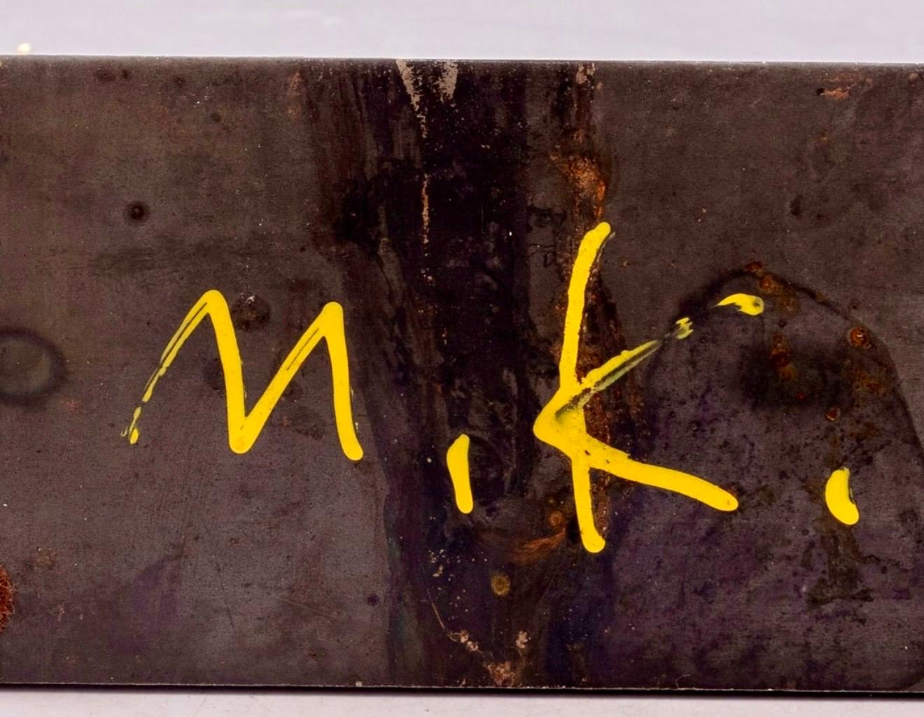 Abstrakte israelische Kunst Abstrakte Eisenschnitt Ikonische Schafsskulptur Stahl Menashe Kadishman im Angebot 3