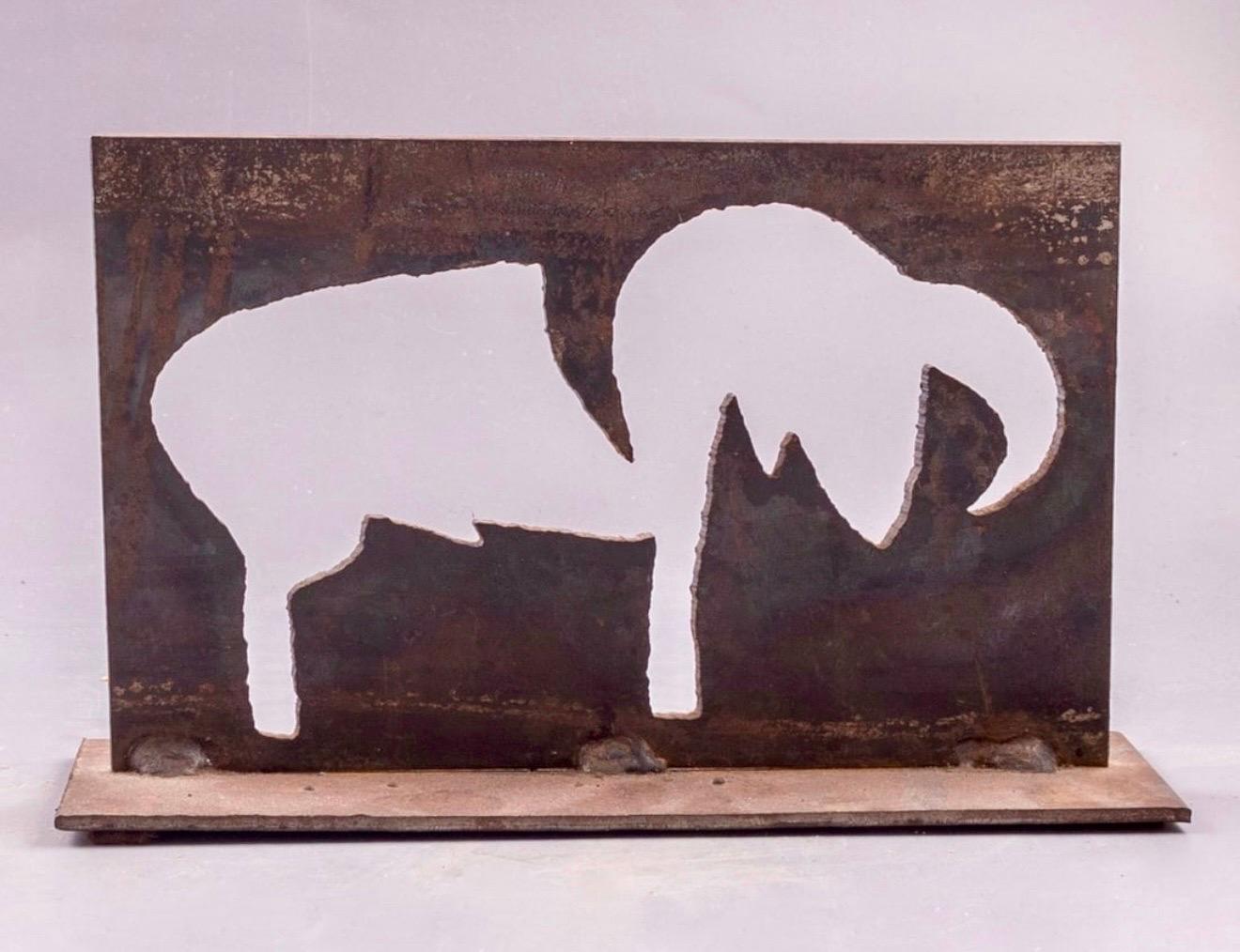 Abstrakte israelische Kunst Abstrakte Eisenschnitt Ikonische Schafsskulptur Stahl Menashe Kadishman