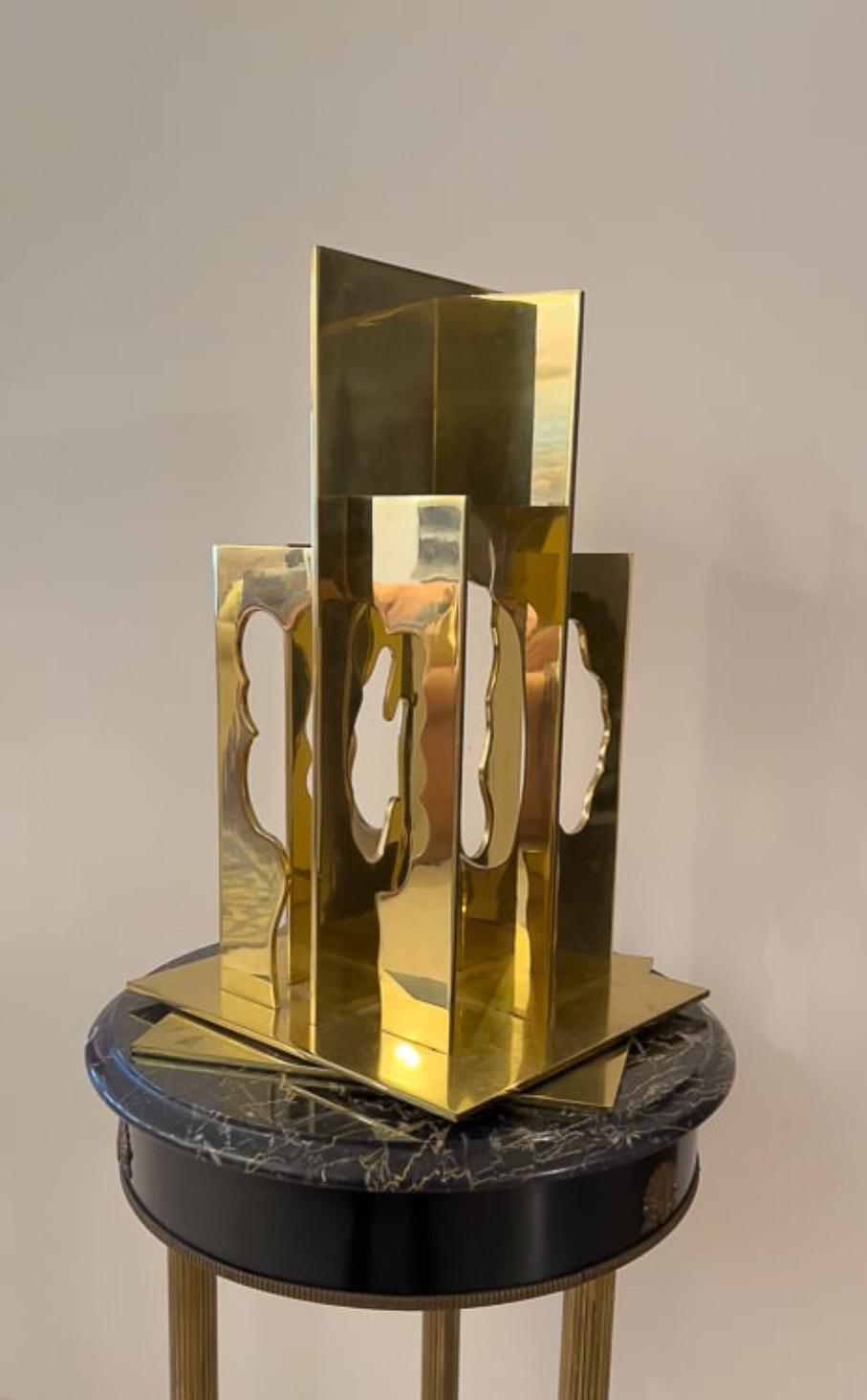 Escultura Cinética Dorada Árboles Recorte Abstracto Pop Art Israelí Menashe Kadishman en venta 10