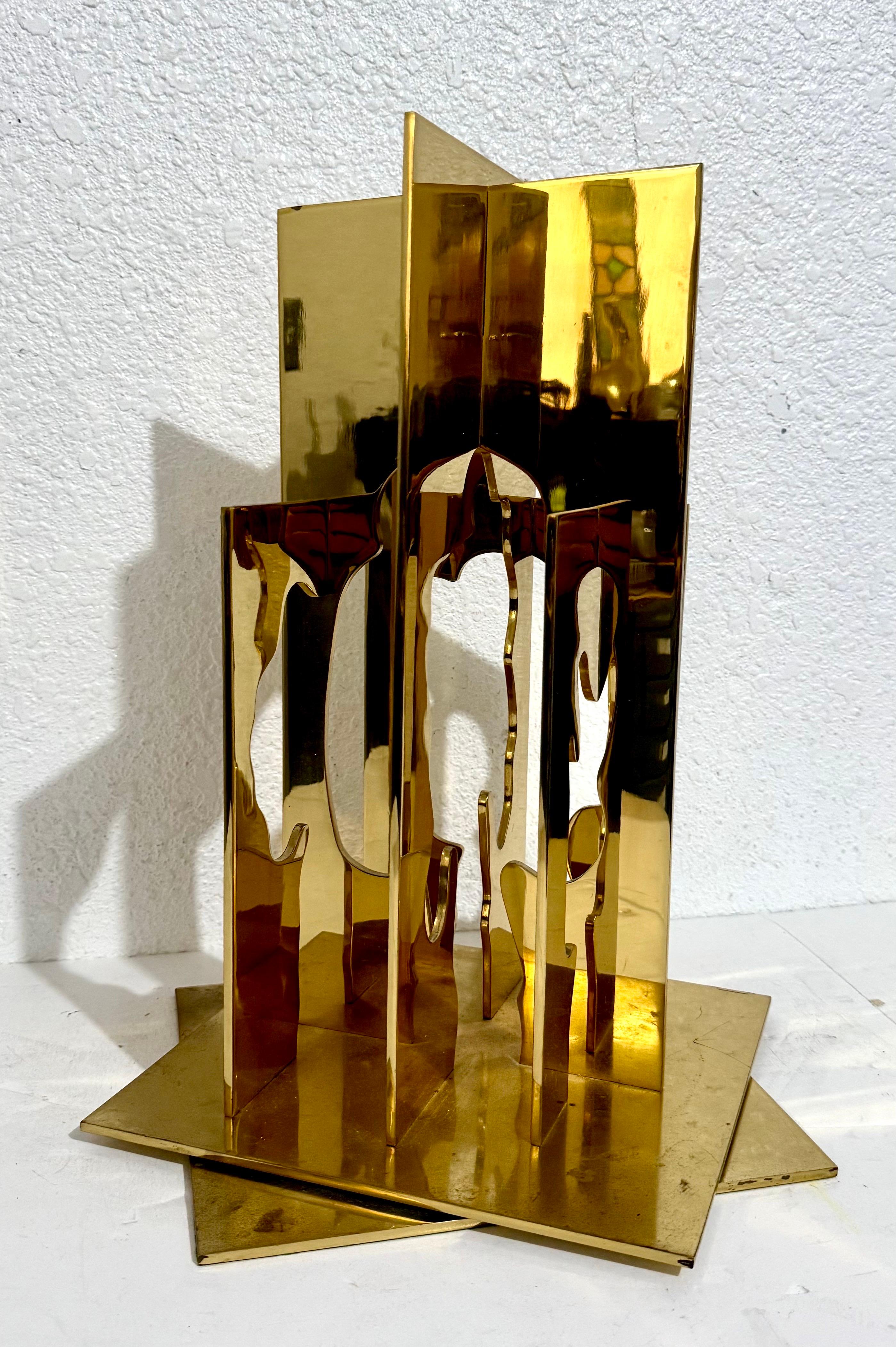 Escultura Cinética Dorada Árboles Recorte Abstracto Pop Art Israelí Menashe Kadishman en venta 12