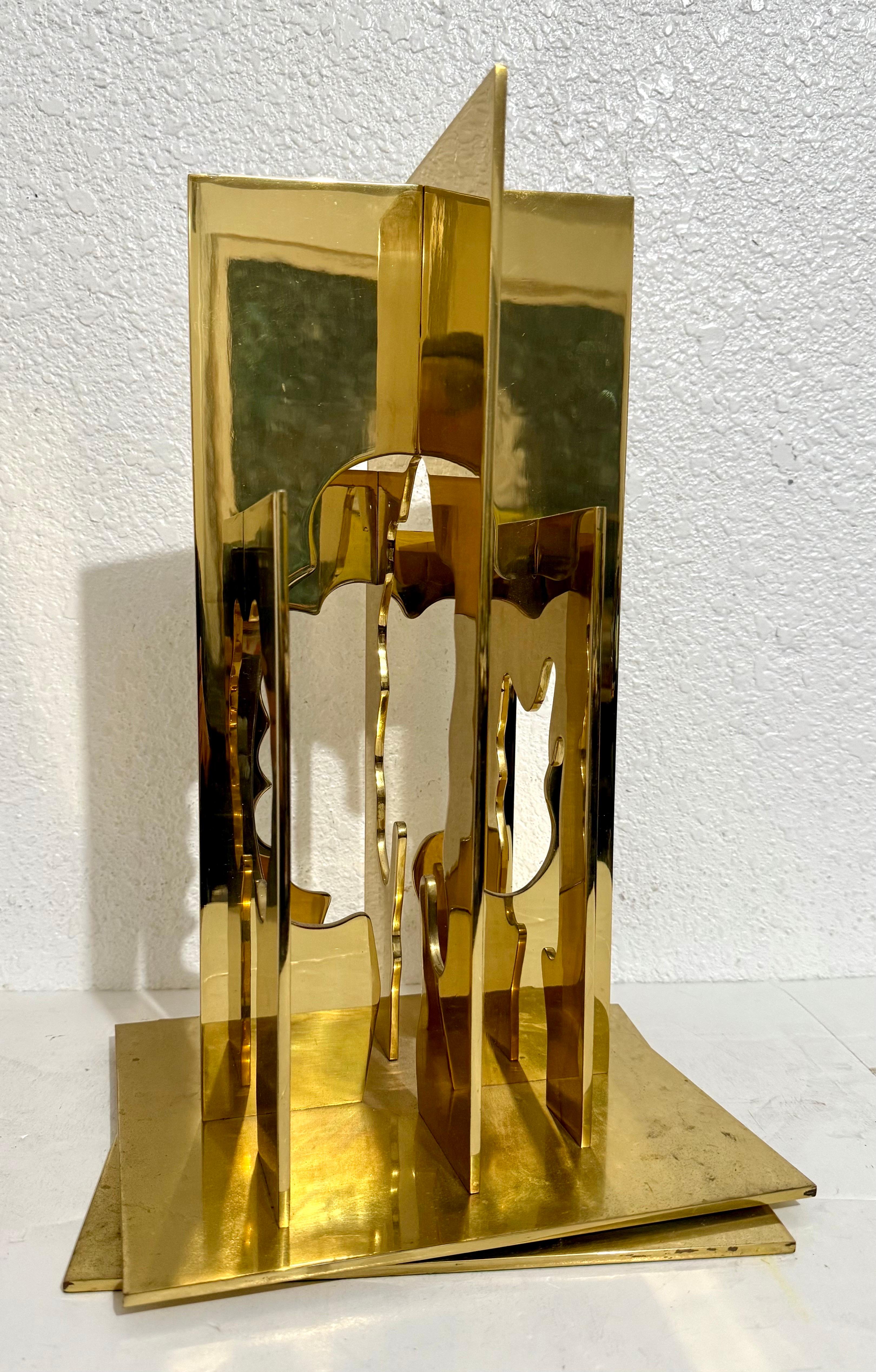 Escultura Cinética Dorada Árboles Recorte Abstracto Pop Art Israelí Menashe Kadishman en venta 13