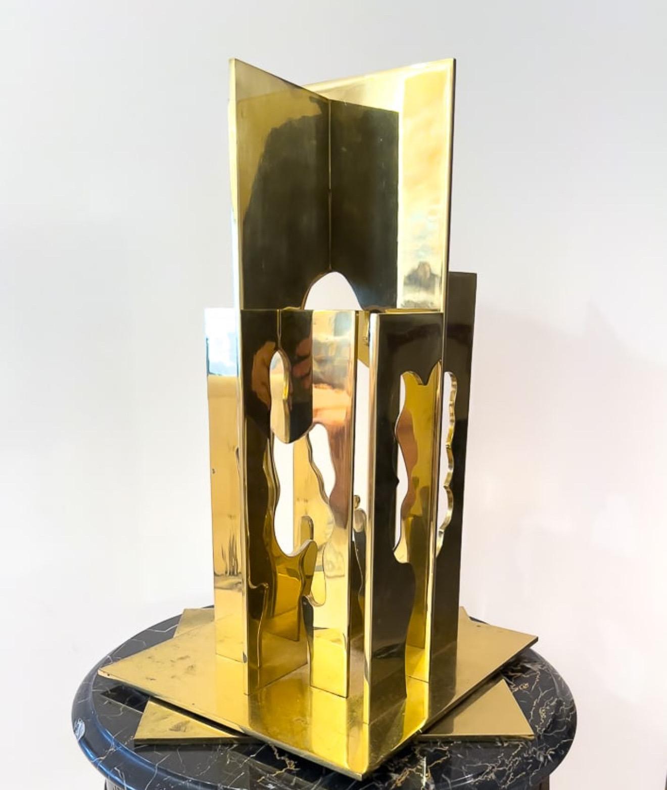 Escultura Cinética Dorada Árboles Recorte Abstracto Pop Art Israelí Menashe Kadishman en venta 14