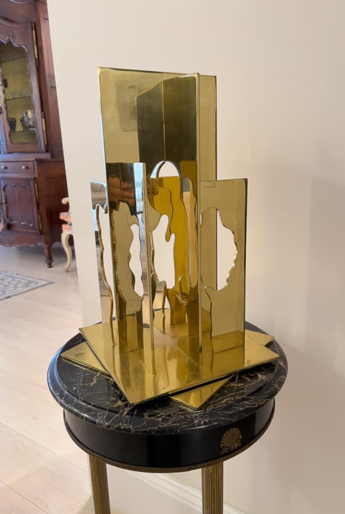 Escultura Cinética Dorada Árboles Recorte Abstracto Pop Art Israelí Menashe Kadishman en venta 15
