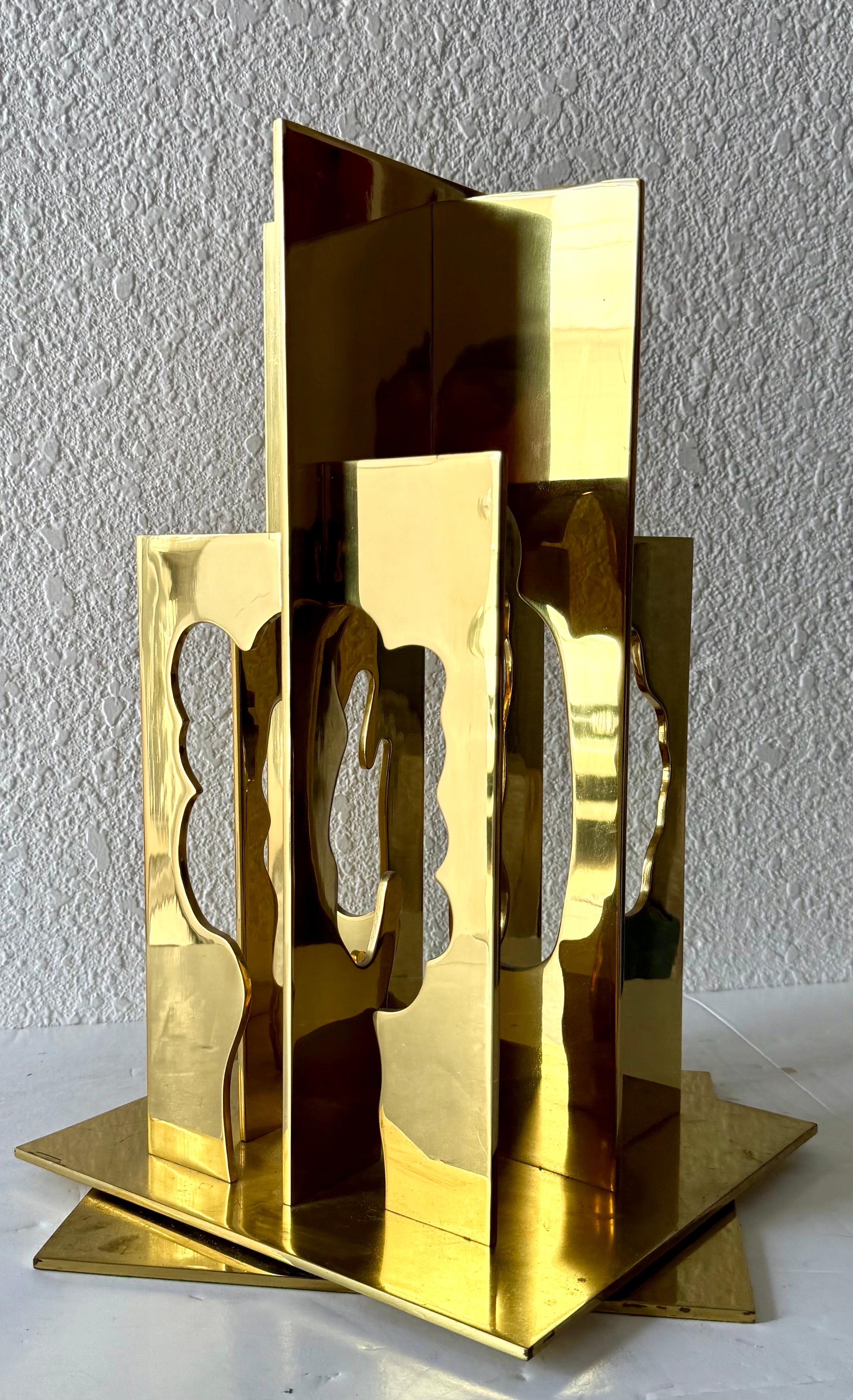 Escultura Cinética Dorada Árboles Recorte Abstracto Pop Art Israelí Menashe Kadishman en venta 17