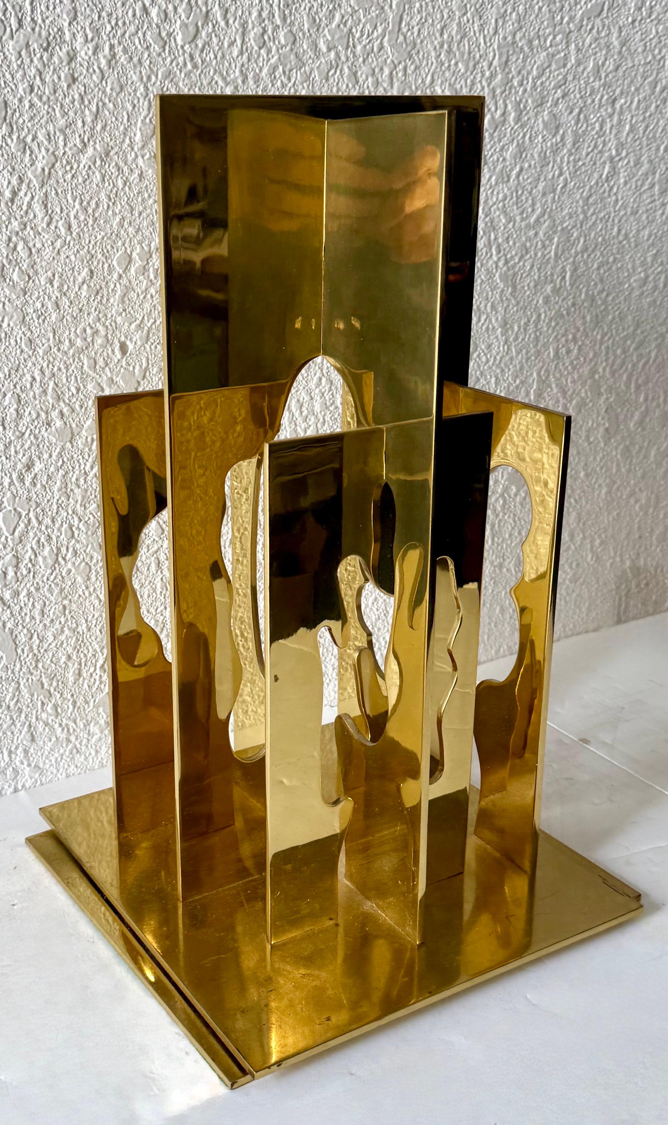 Escultura Cinética Dorada Árboles Recorte Abstracto Pop Art Israelí Menashe Kadishman en venta 2