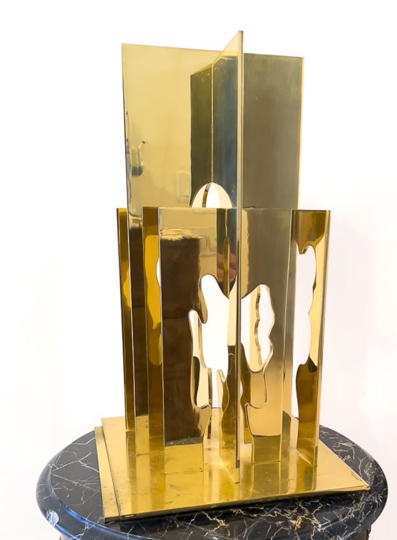 Escultura Cinética Dorada Árboles Recorte Abstracto Pop Art Israelí Menashe Kadishman en venta 4