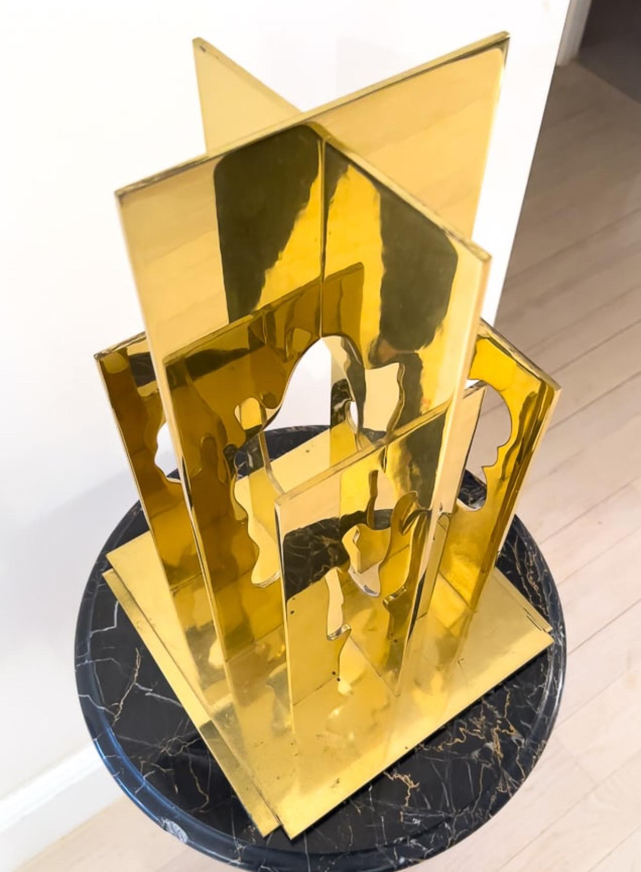 Escultura Cinética Dorada Árboles Recorte Abstracto Pop Art Israelí Menashe Kadishman en venta 5