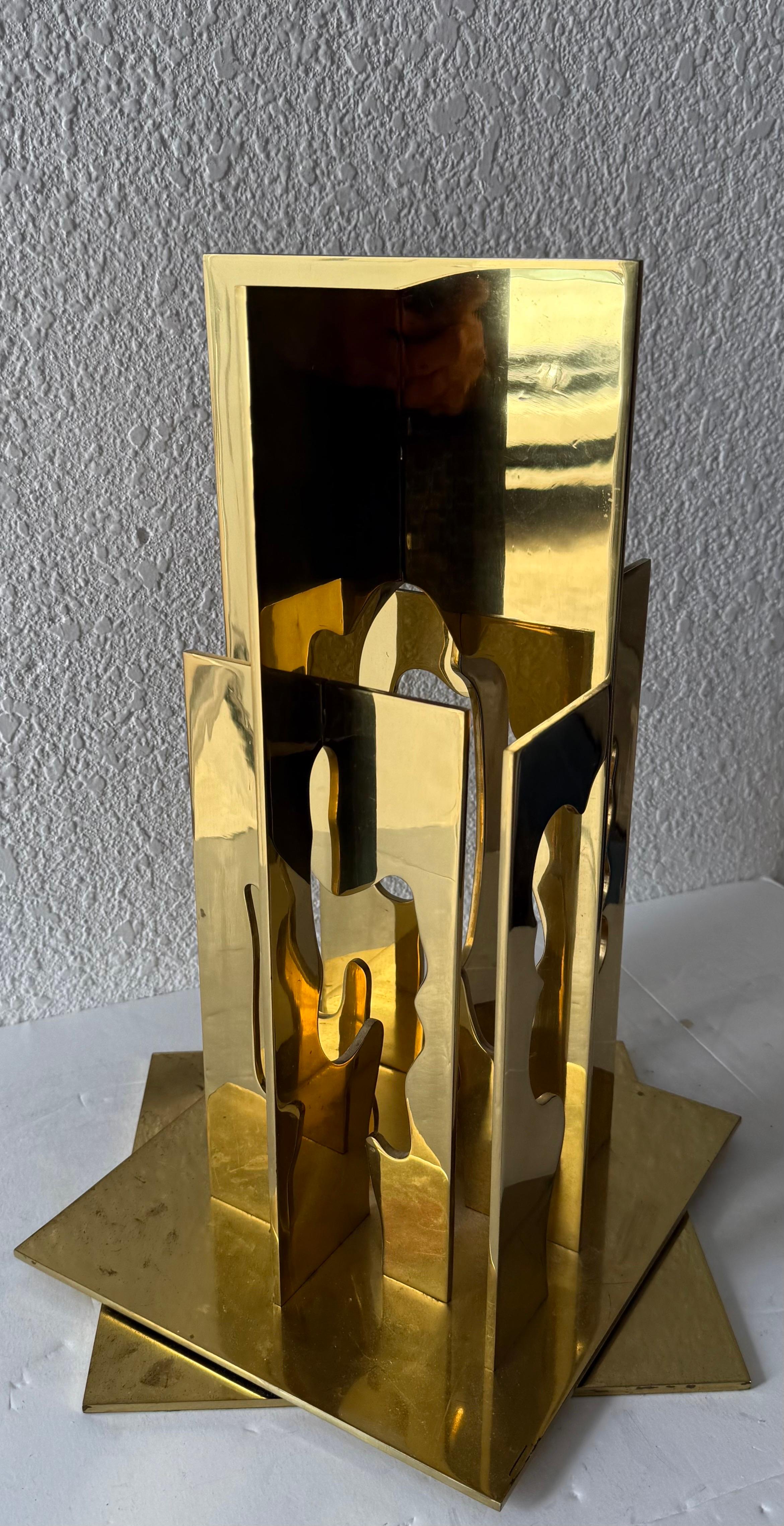 Escultura Cinética Dorada Árboles Recorte Abstracto Pop Art Israelí Menashe Kadishman en venta 7