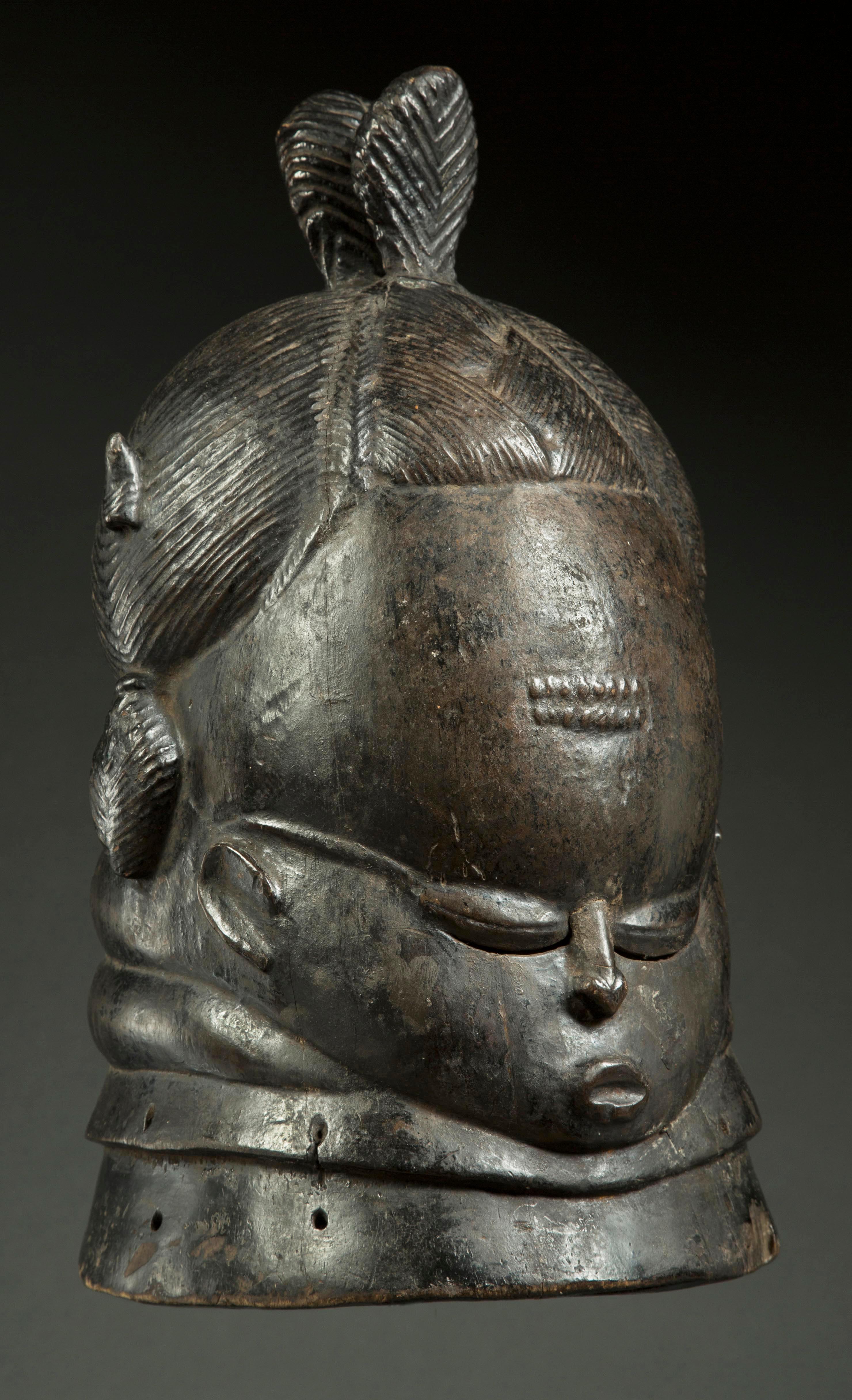 Mende Bundu Sande Society Womens Helmet Mask Sierra Leone, Africa In Good Condition In Point Richmond, CA