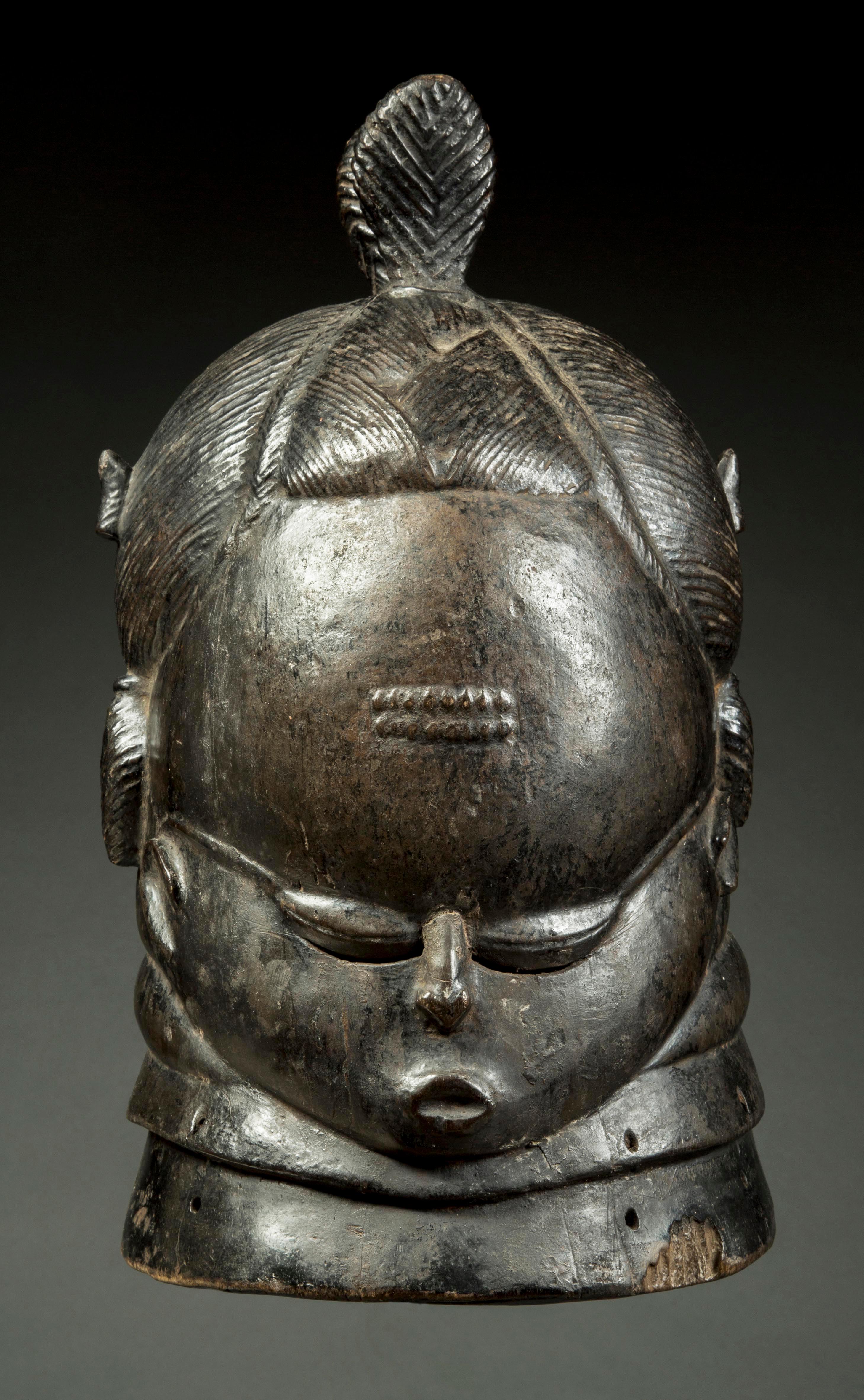 Tribal Mende Bundu Sande Society Womens Helmet Mask Sierra Leone, Africa