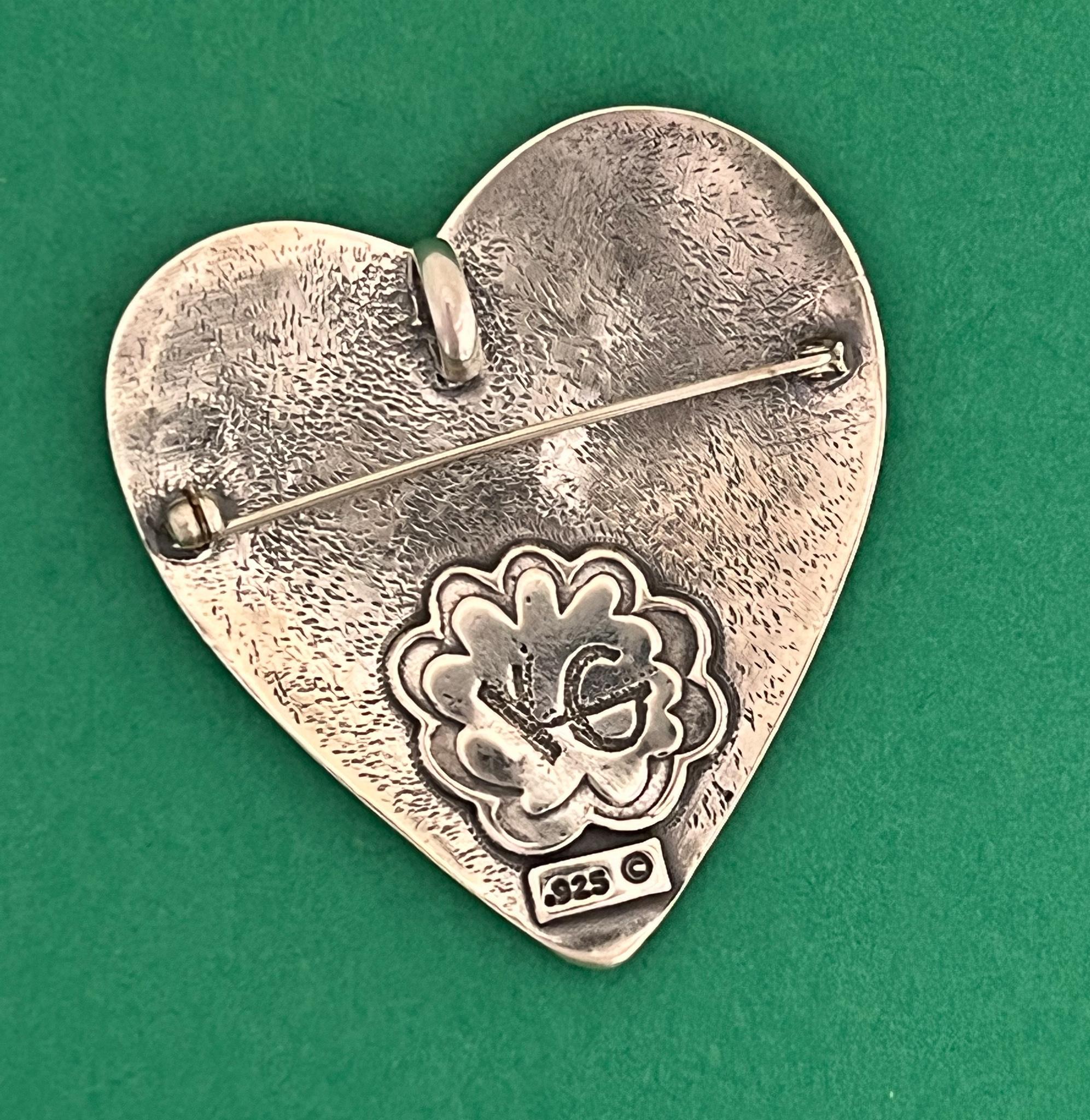 Contemporary Mended by Kerry Green, sterling silver, pin, pendant, valentine, heart, modern For Sale