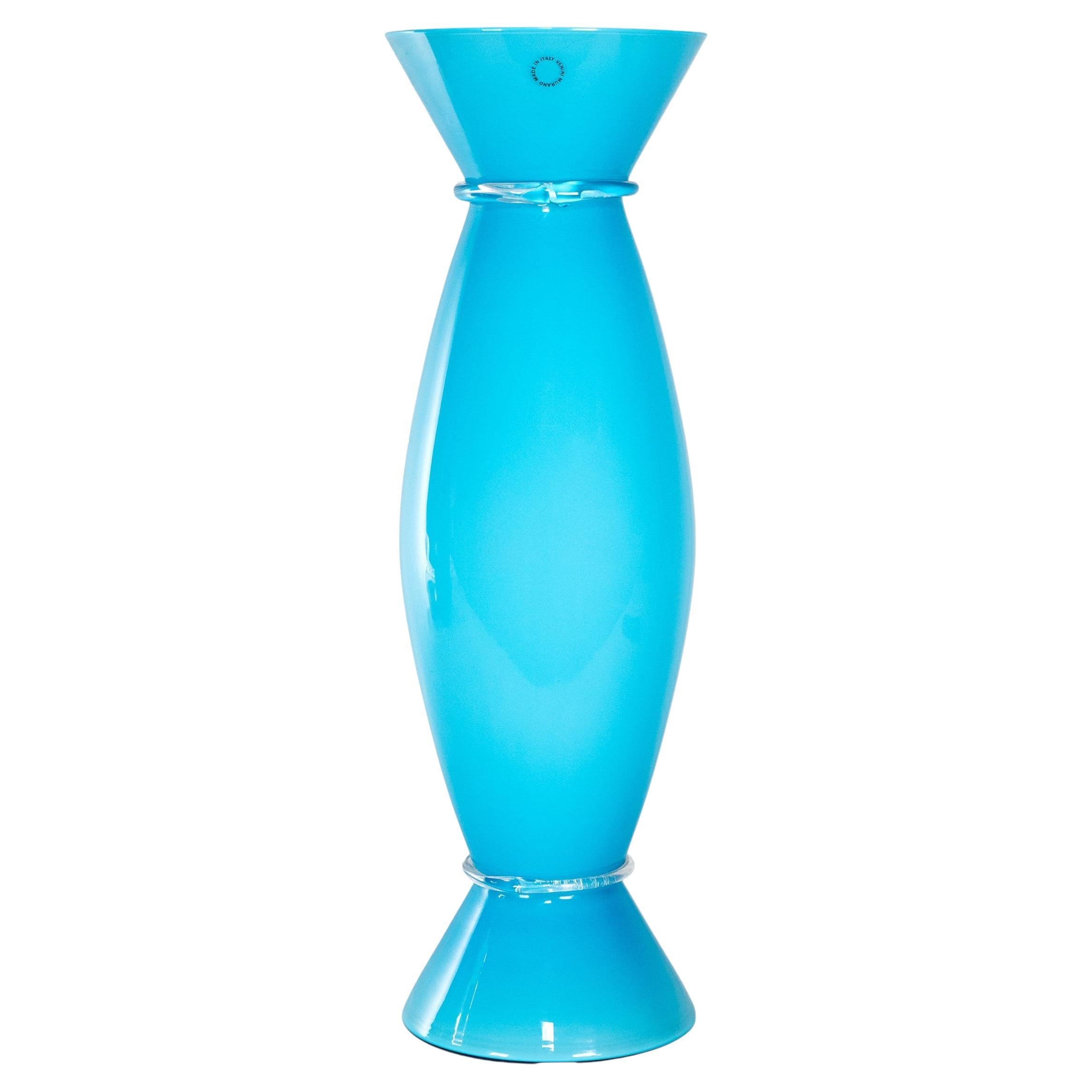 Mendini X Venini vase Acco Aquamarine Murano Glass, Signed 1998, made in Italy im Angebot