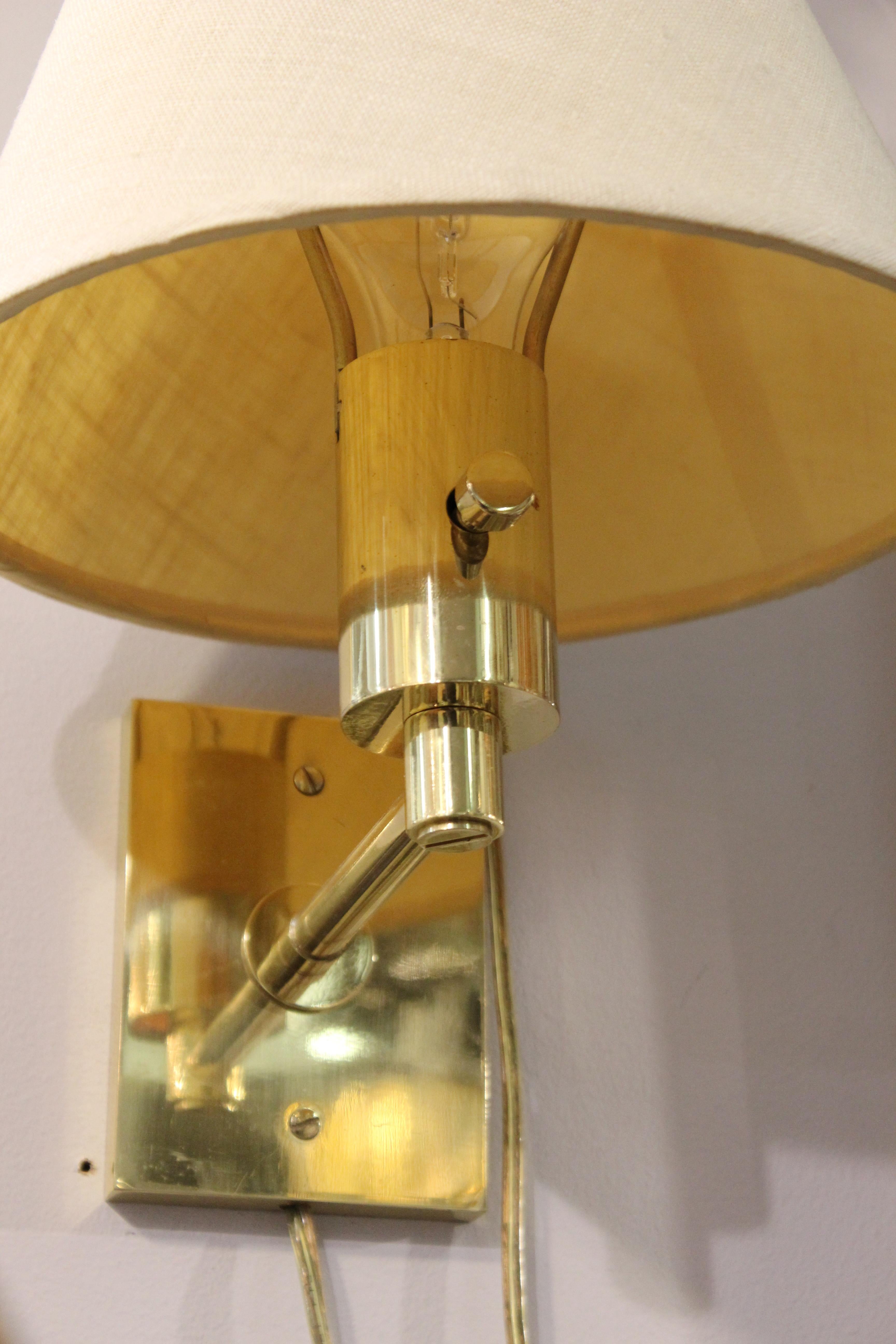 Mendizabal Argentinian Modern Wall Sconces in Gold-Tone with Shades In Good Condition In New York, NY