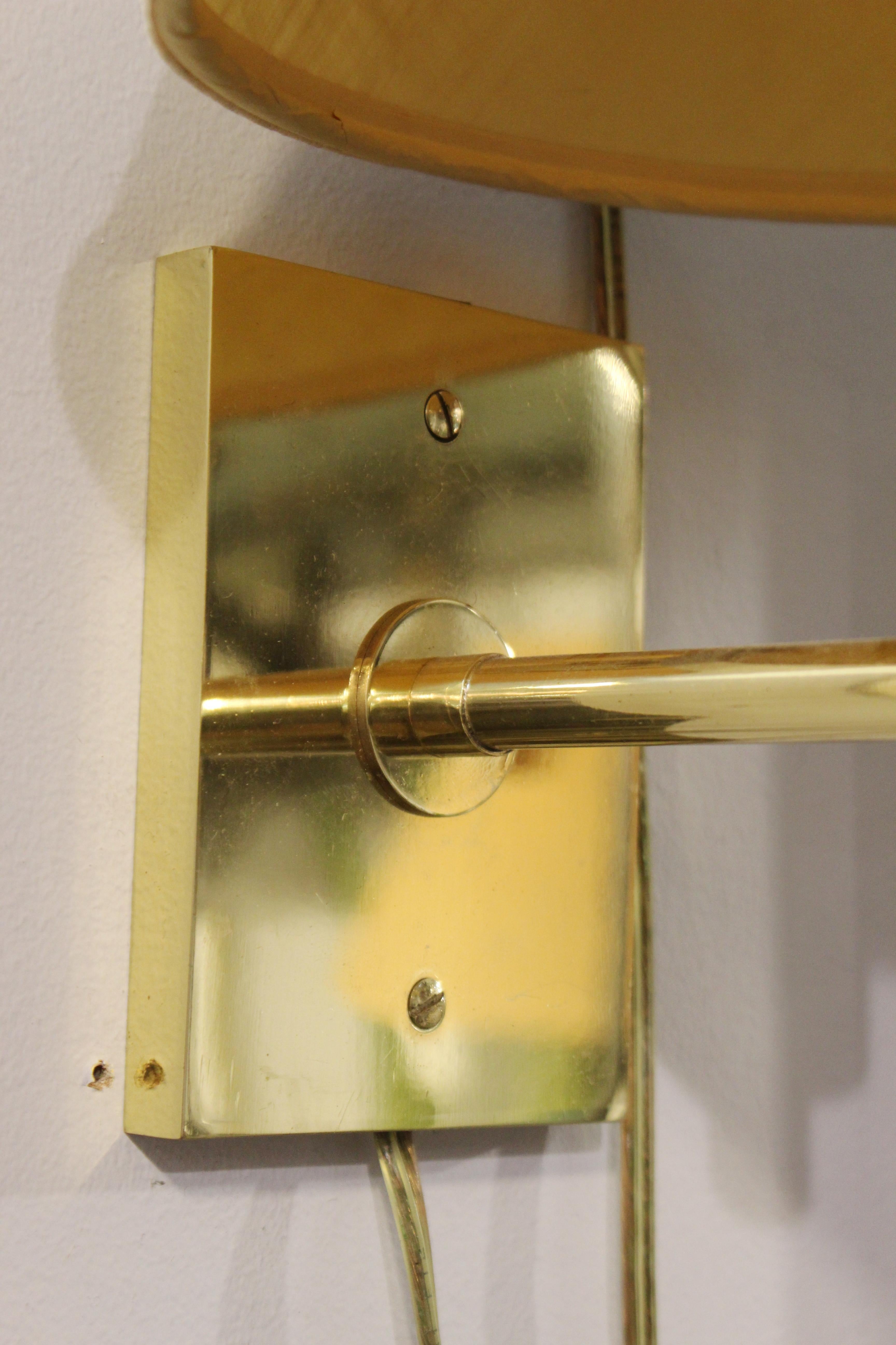 Metal Mendizabal Argentinian Modern Wall Sconces in Gold-Tone with Shades