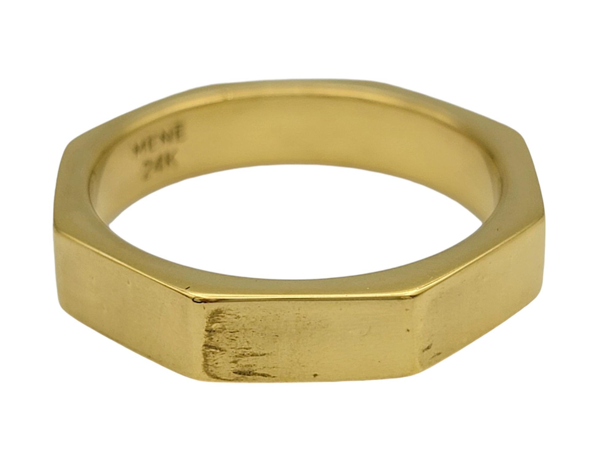 Menē Bague octogonale en or jaune 24 carats poli, taille 11 Bon état à Scottsdale, AZ
