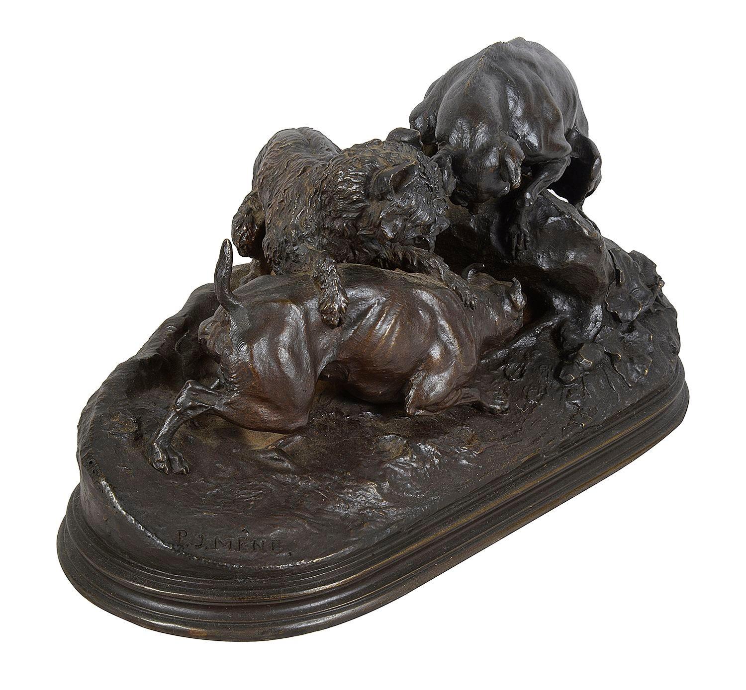 Mene, bronze hunting Dogs, circa 1880 In Good Condition For Sale In Brighton, Sussex