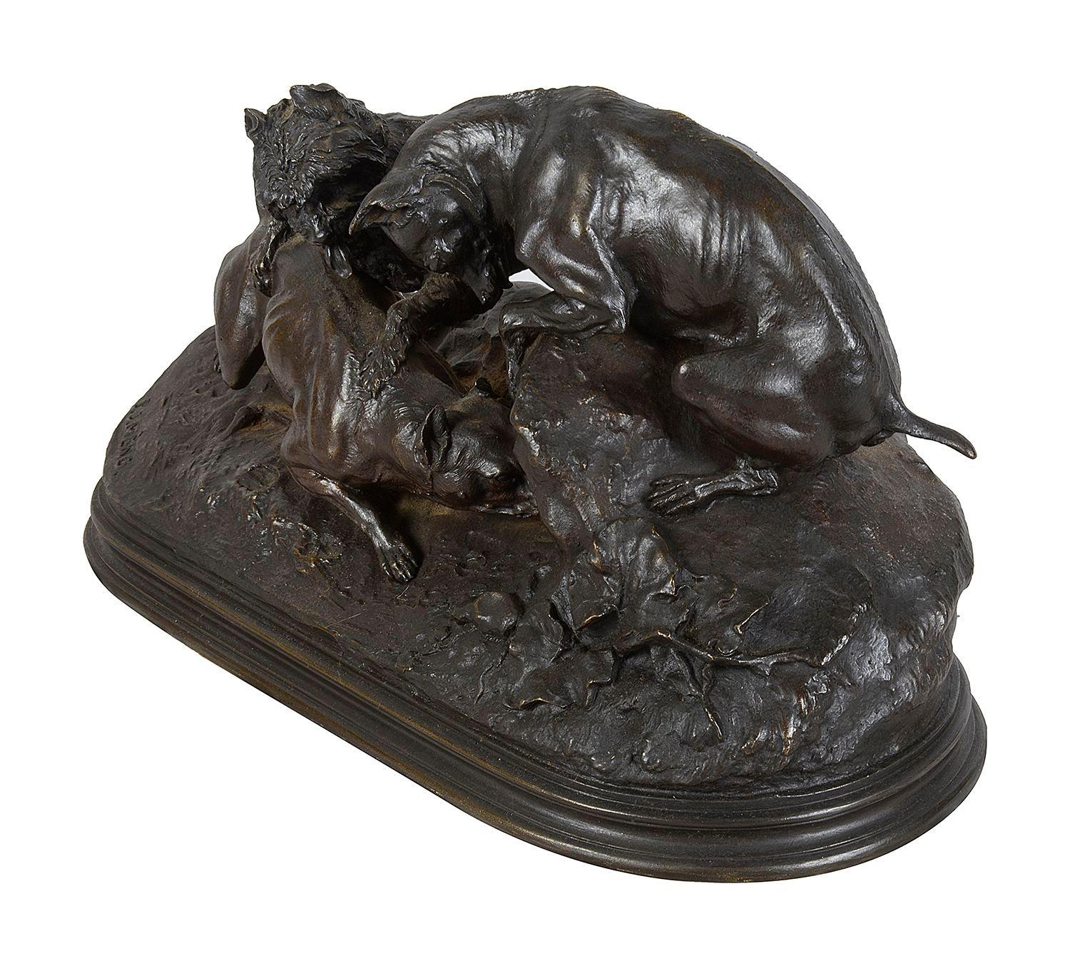 Bronze Mene, bronze hunting Dogs, circa 1880 For Sale