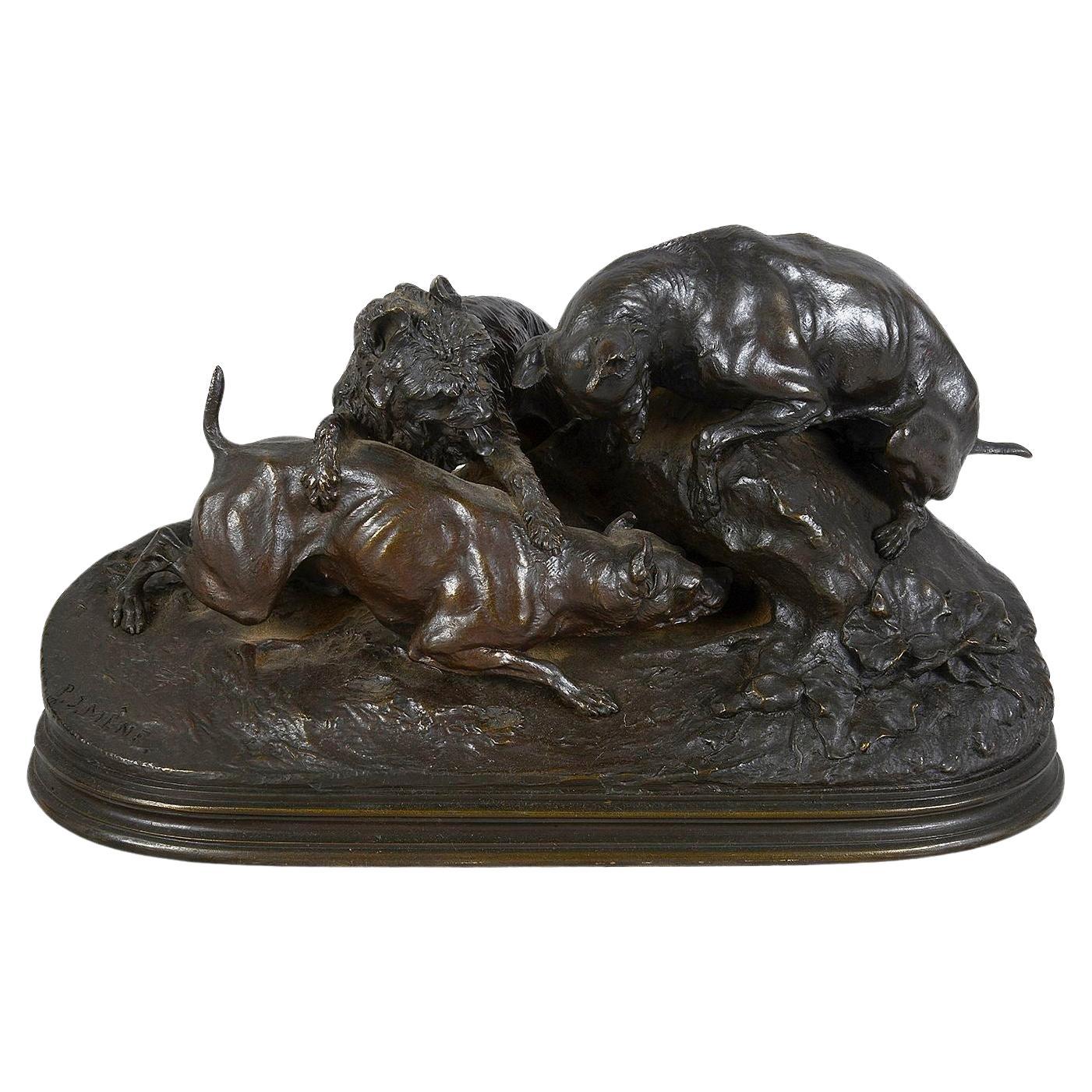 Mene, bronze hunting Dogs, circa 1880