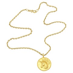 Mene Gold Liberte Collar Colgante Medallón Unicornio