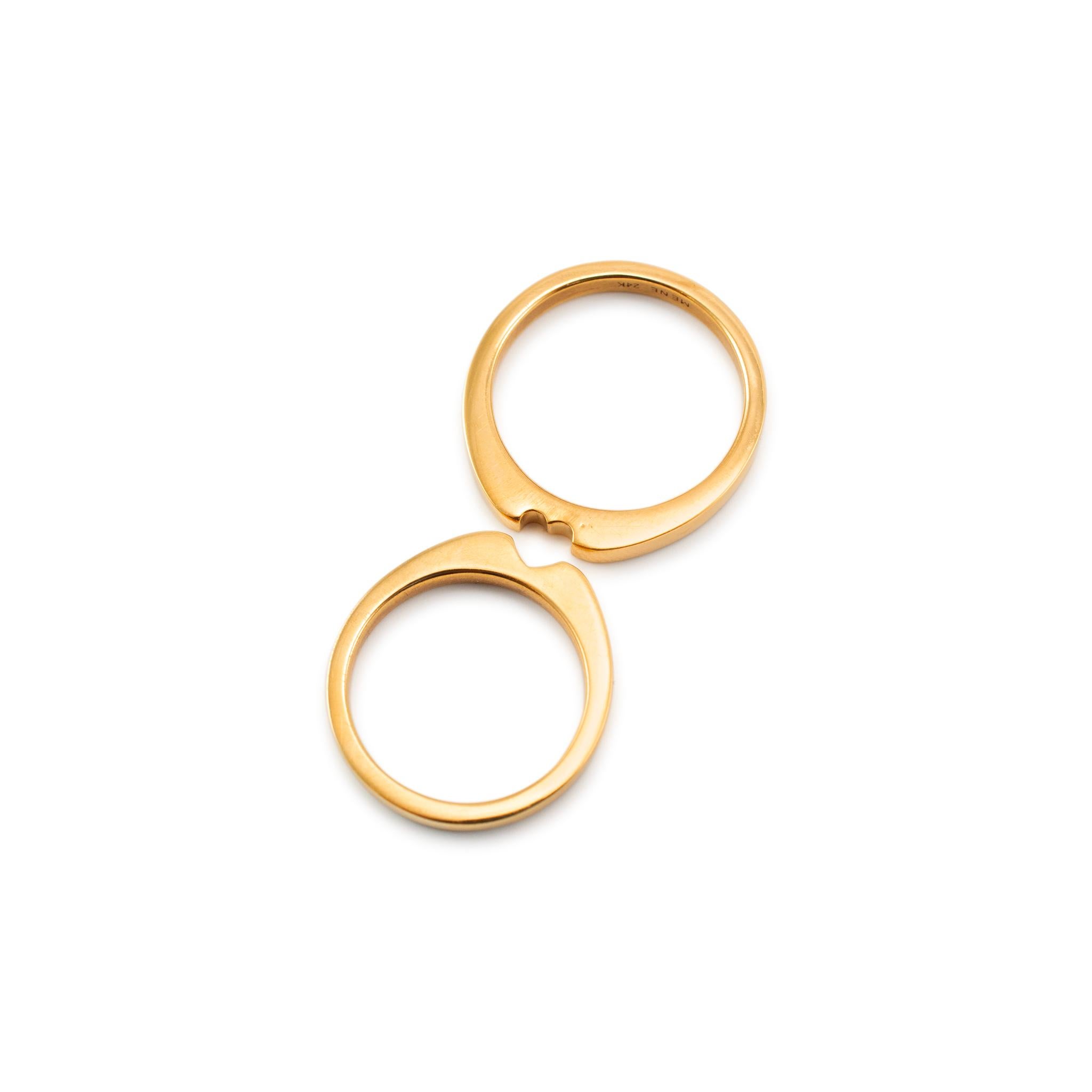 Mene His & Hers 24K Gelbgold Herzliebhaber-Ring Set 10