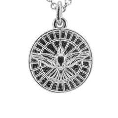 Mene Pure Platinum Holy Spirit Dove Medallion Pendant Necklace
