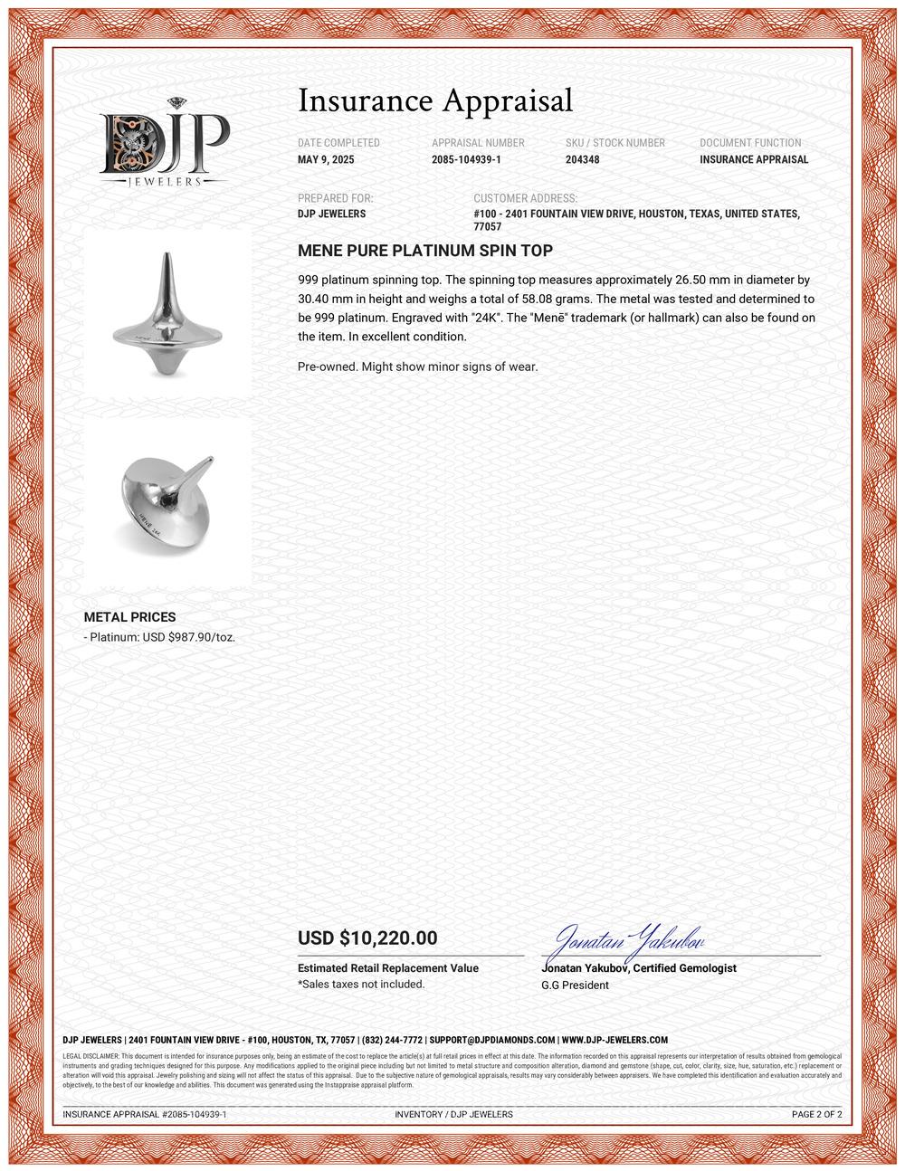 Toupie Mene Pure Platinum en vente 1