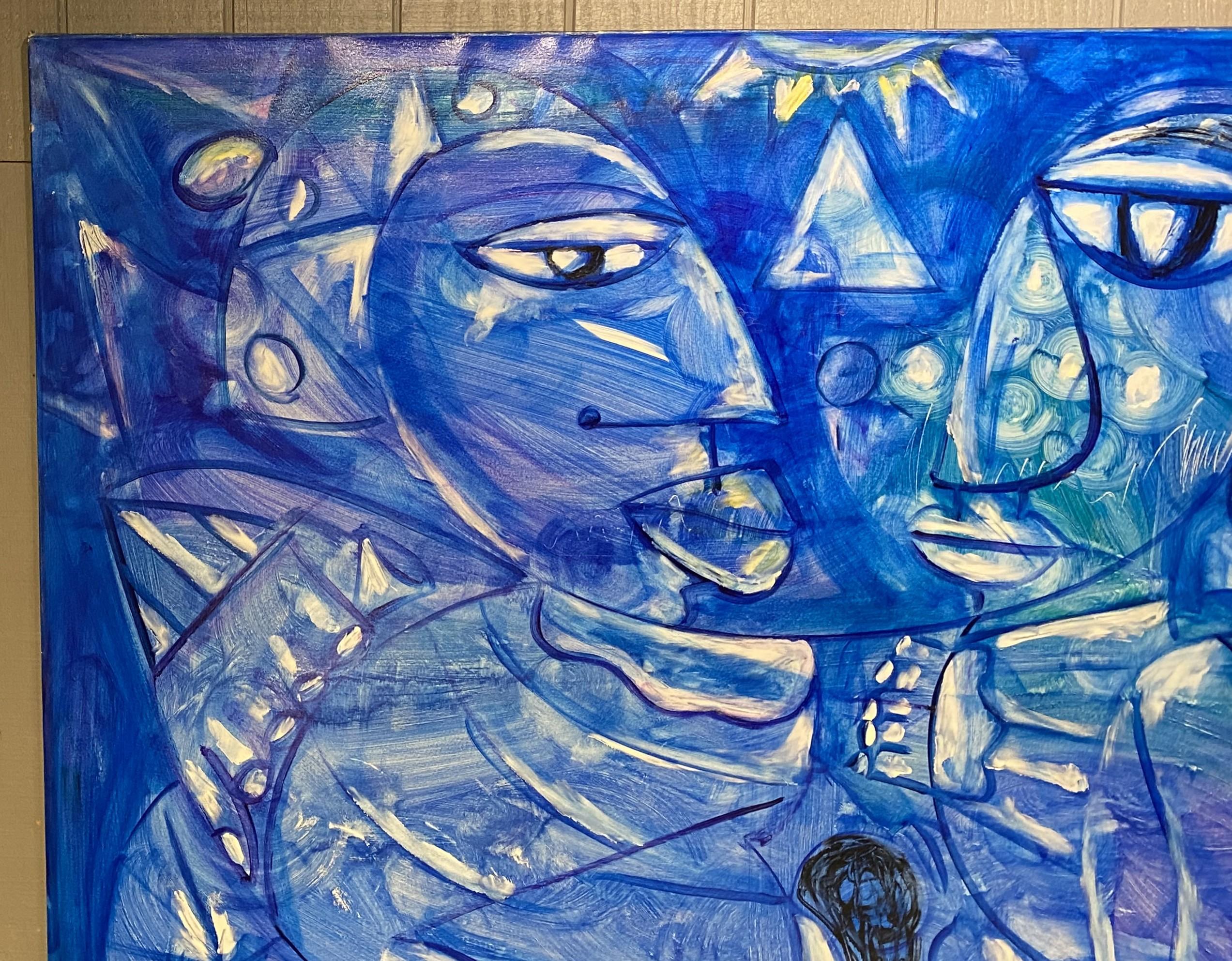 Abstraktes Stillleben mit Figuren – Painting von Menelaw Sete