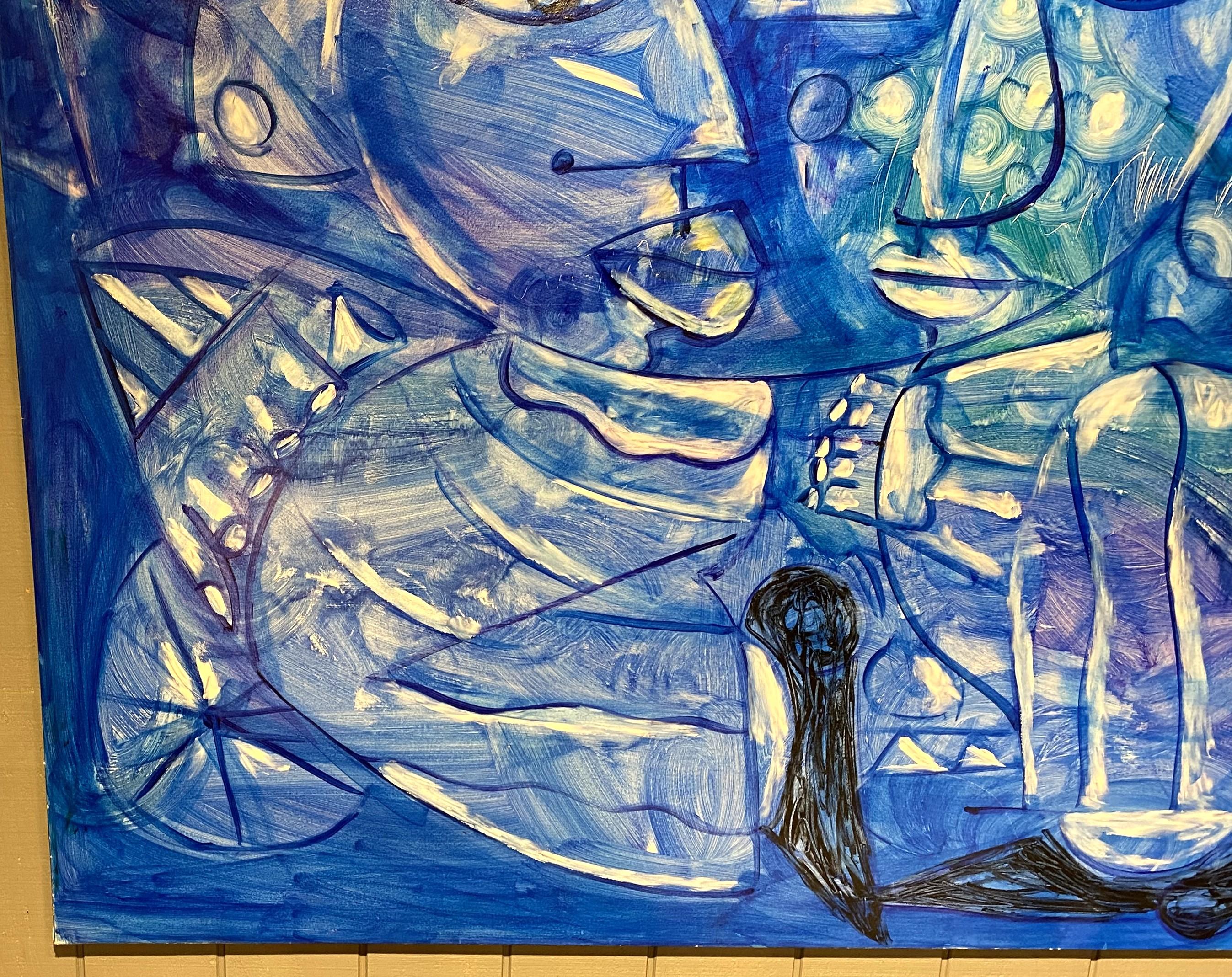 Abstraktes Stillleben mit Figuren (Abstrakter Expressionismus), Painting, von Menelaw Sete