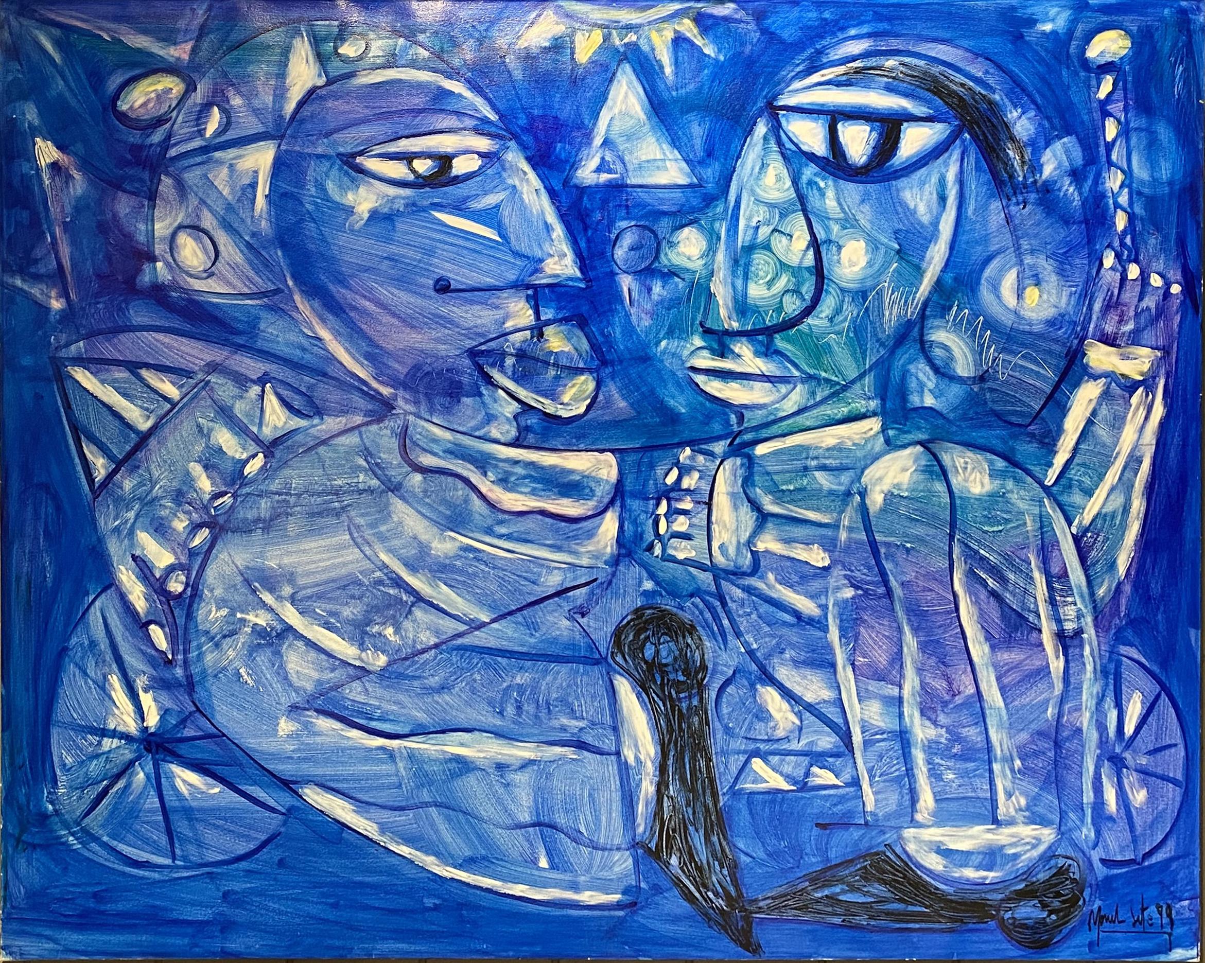 Menelaw Sete Still-Life Painting – Abstraktes Stillleben mit Figuren