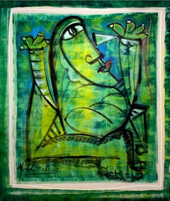 Mulher Verde, Oil Painting by Menelaw Sete