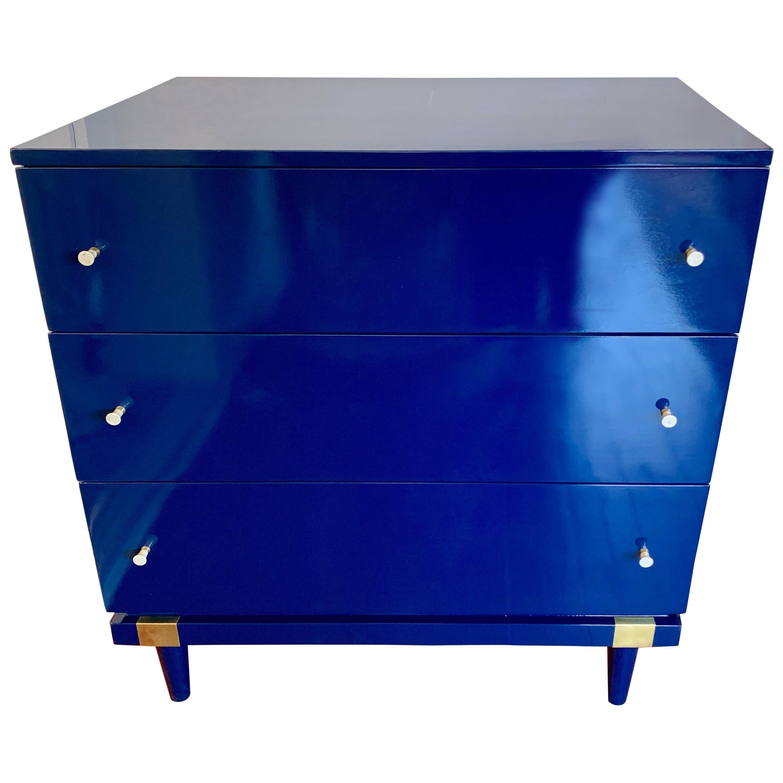 Mengel Blue Lacquered Raymond Loewy Designed Chest of Drawers Dresser Commode