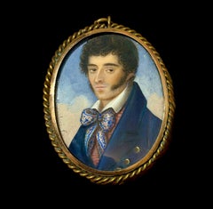 Benedetto Menghini (Rome circa 1820) Portrait Miniature Signé Cadre en Or 18K