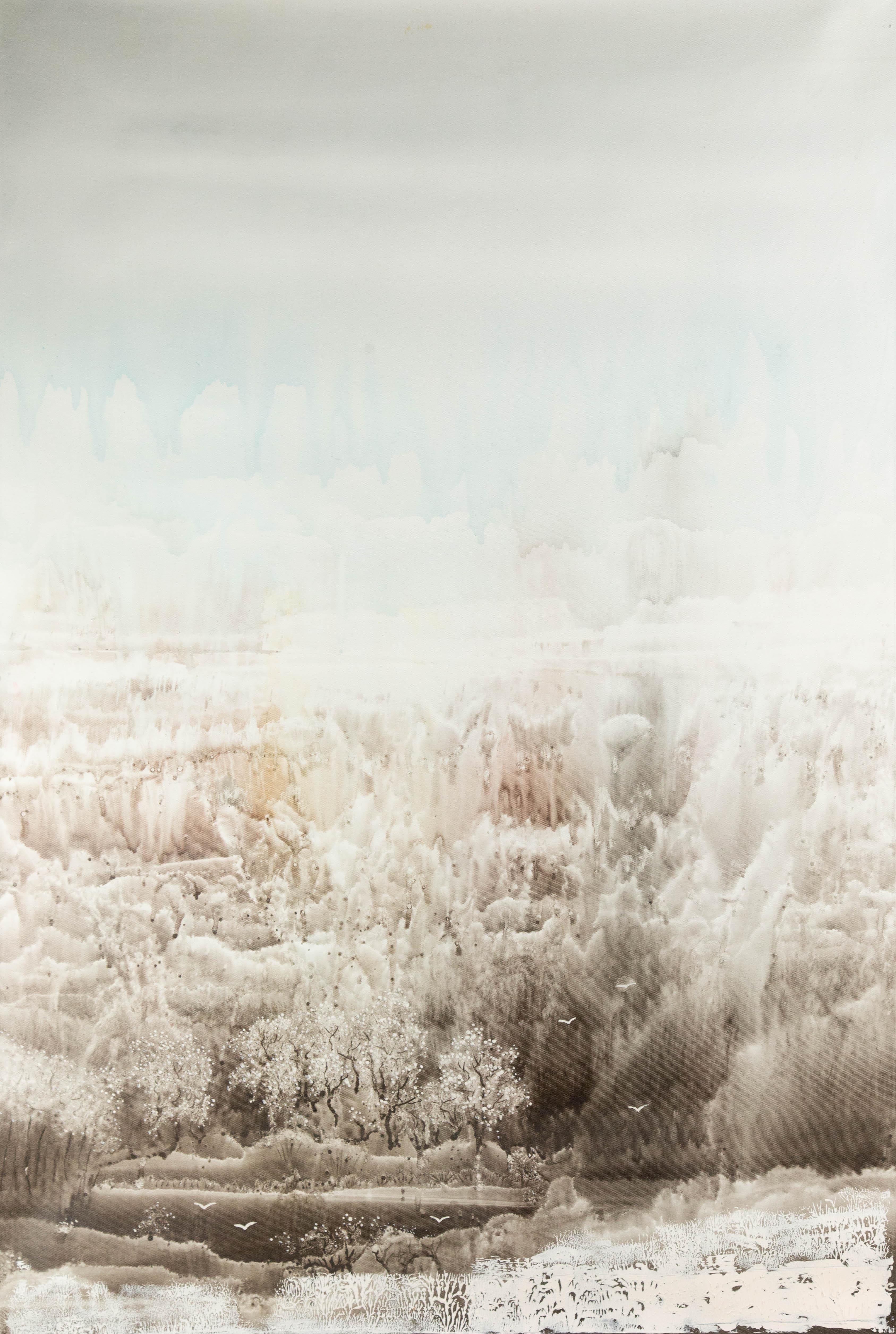 Mengzhou Liu Landschaft Original Mixed Media "Erdatem III"