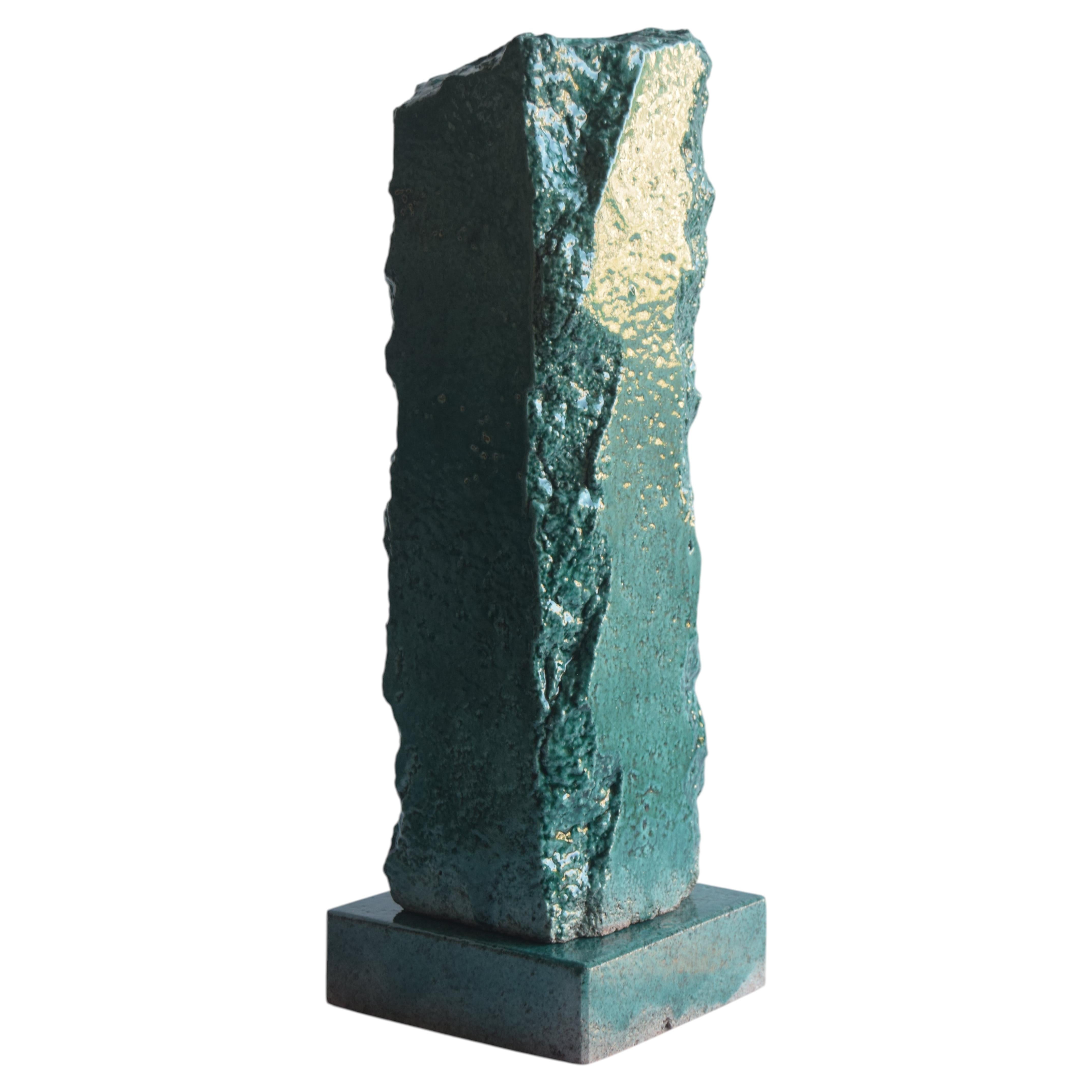 Menhir 1 - enameled volcanic stone-made in Italy For Sale
