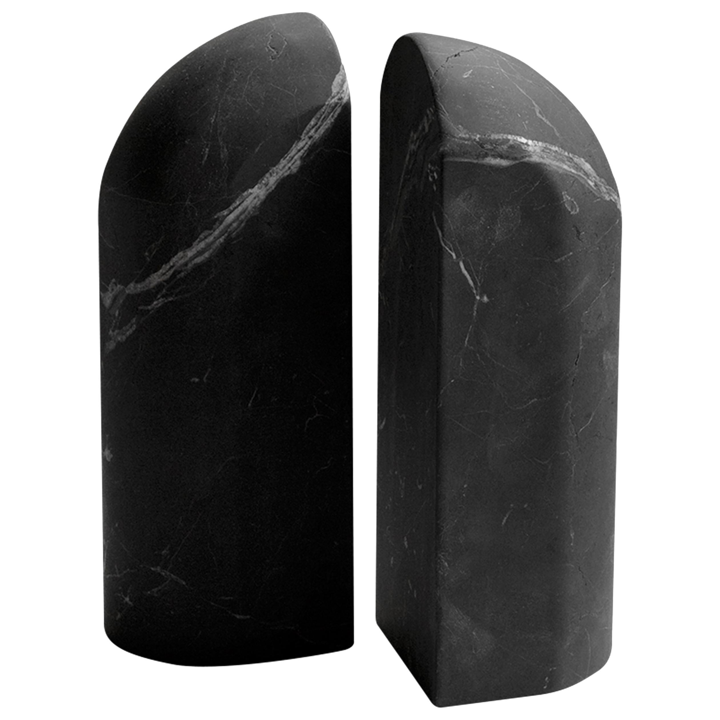 Menhir Black Marble Carved Bookend For Sale