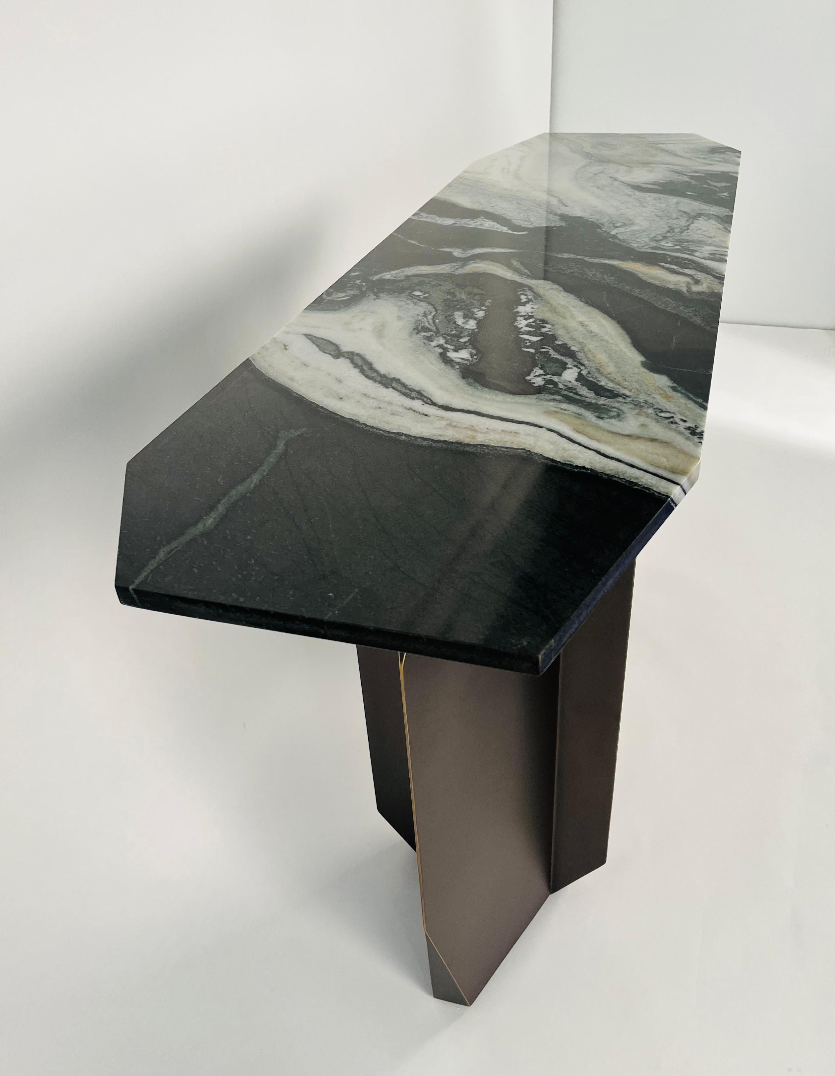 Menhir Console in Metal and Stone by Andreea Avram Rusu In New Condition For Sale In Philadelphia, PA