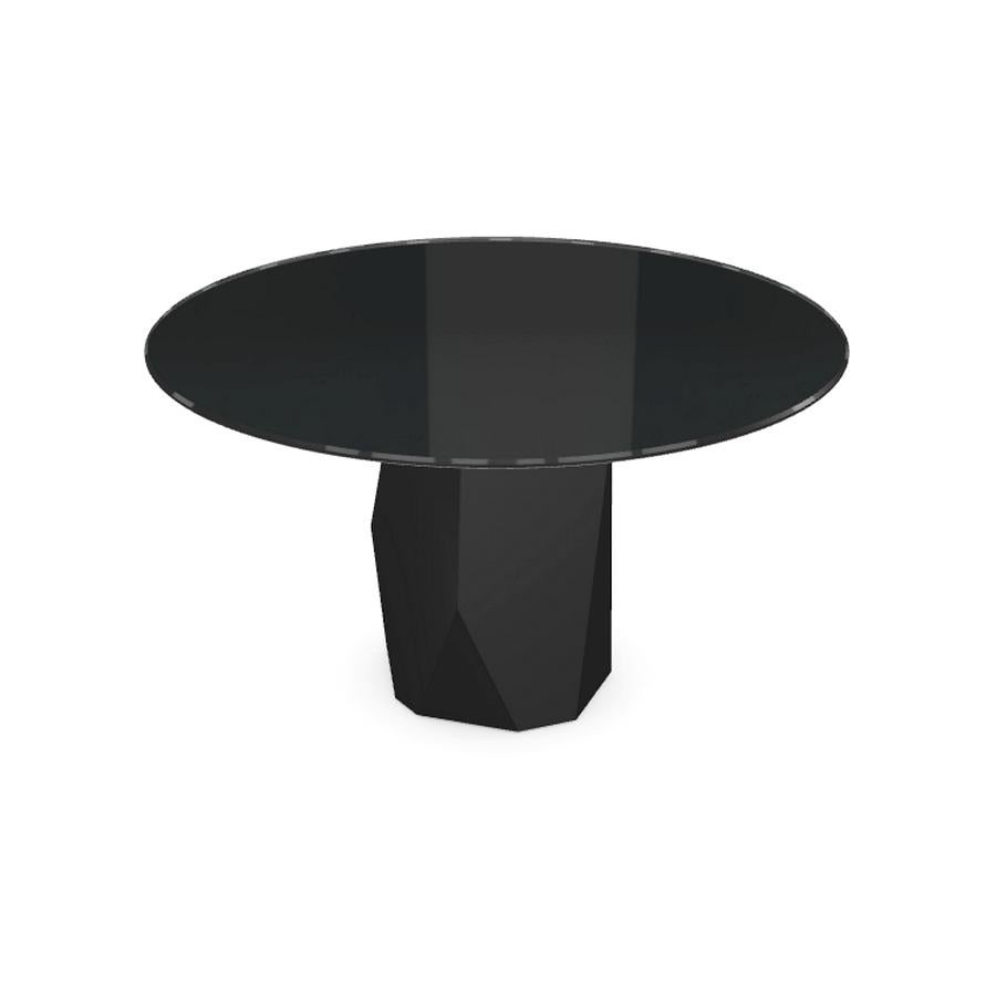 black glass round dining table