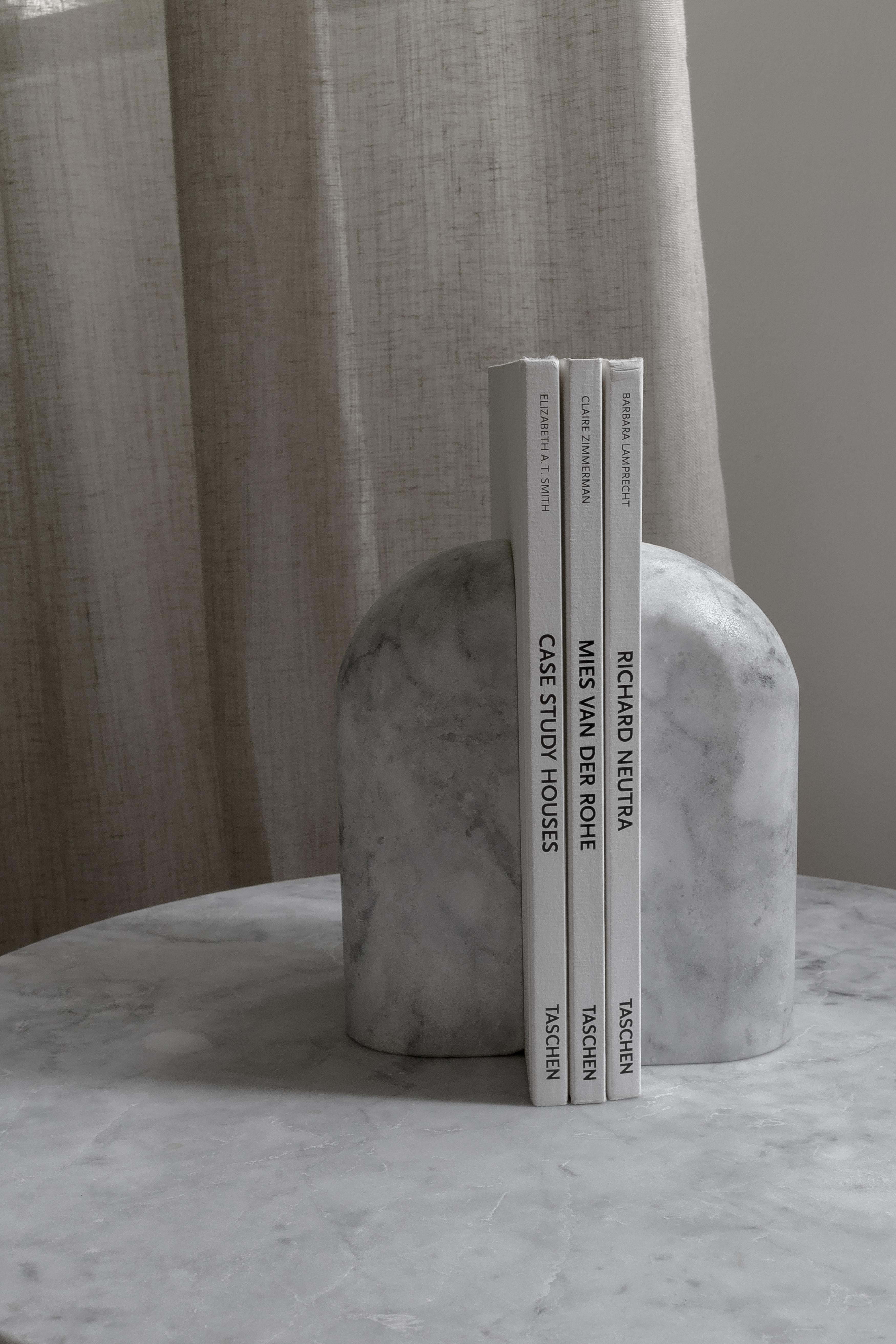 Modern Menhir White Marble Carved Bookend For Sale